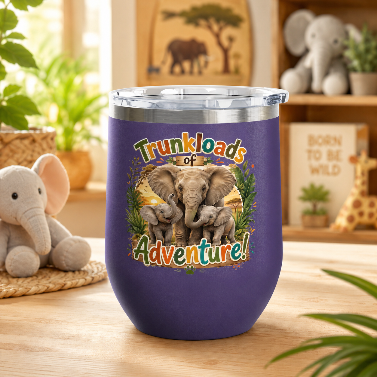 Elephant 'Trunkloads of Adventure' 12oz Tumbler