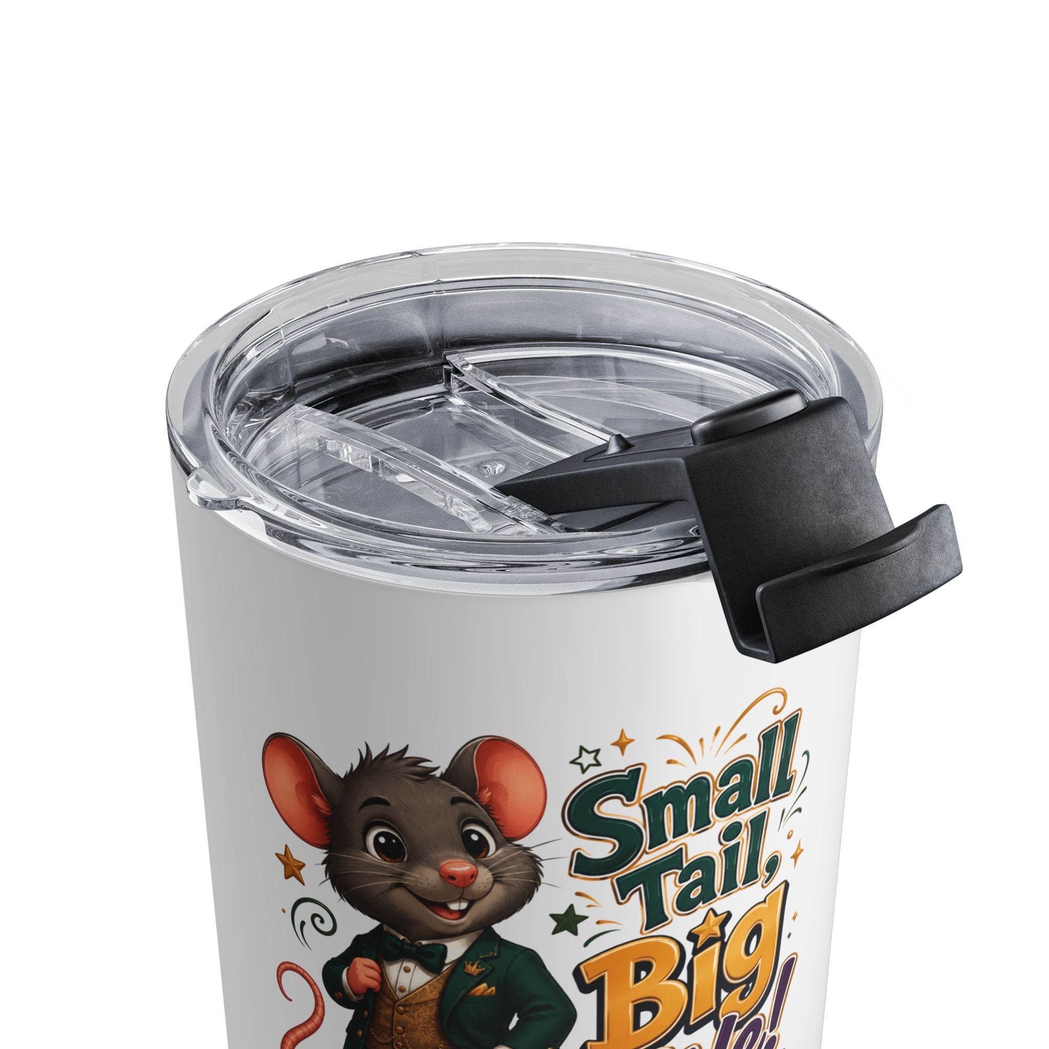 10oz Tumbler - "Small Tail, Big Style" Cute Dapper Mouse Travel Cup