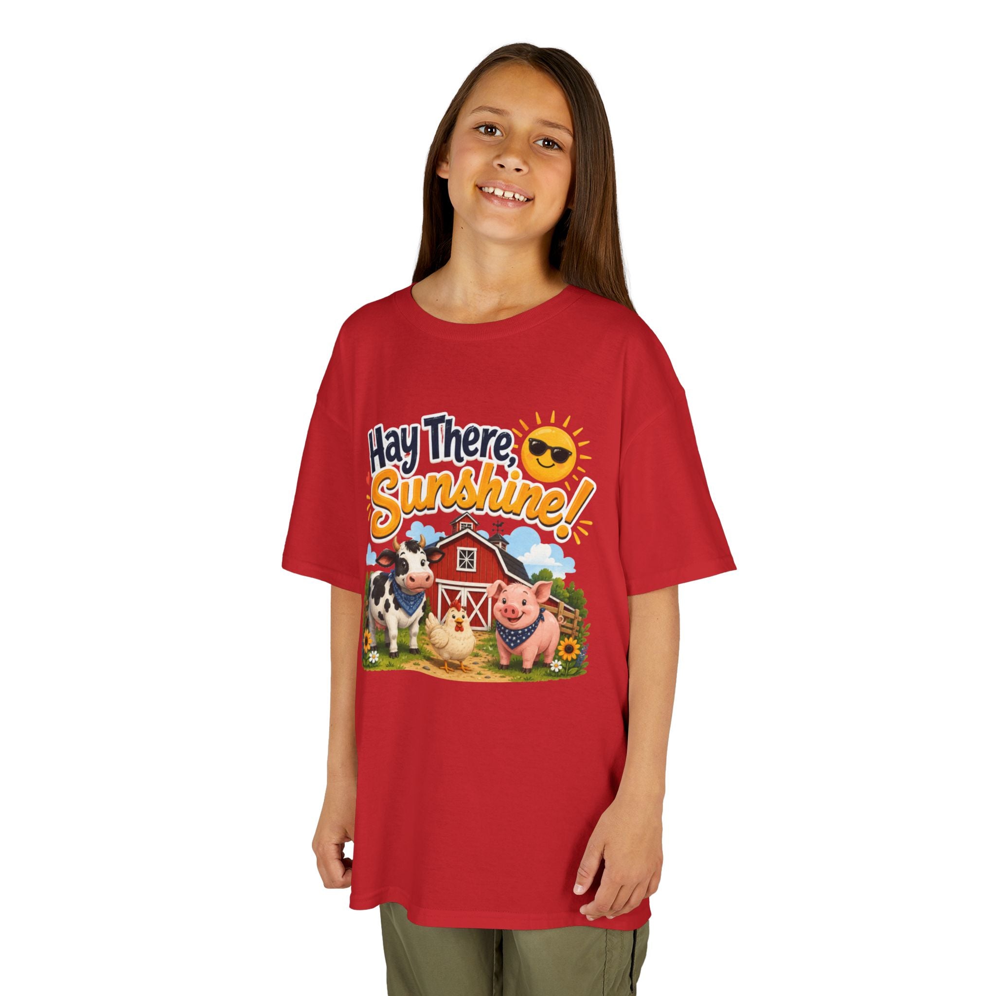 Kids Tee — "Hay There, Sunshine!" Farm Animal Graphic