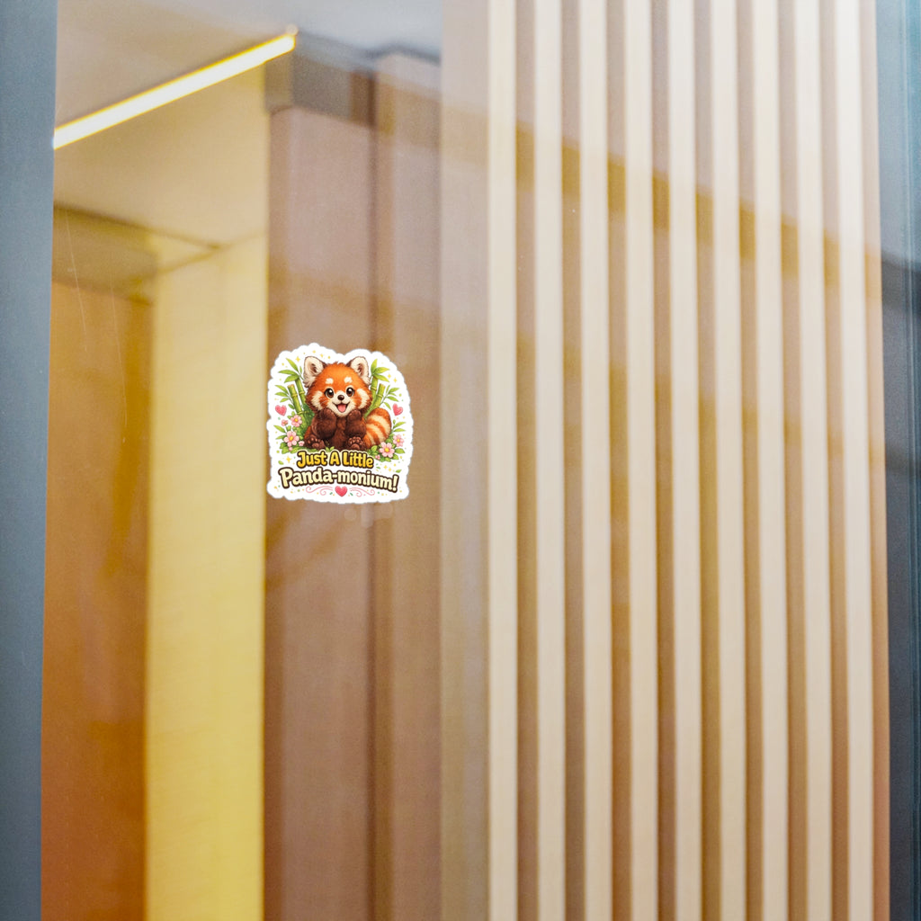 Red Panda Illustration Just A Little Panda-monium Sticker | Kiss-Cut Vinyl Decal
