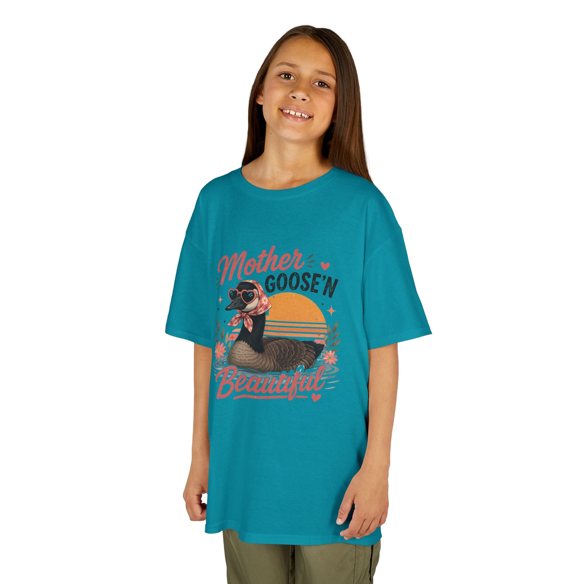 Kids Tee — "Mother Goose'n Beautiful" Cute Vintage Goose Graphic