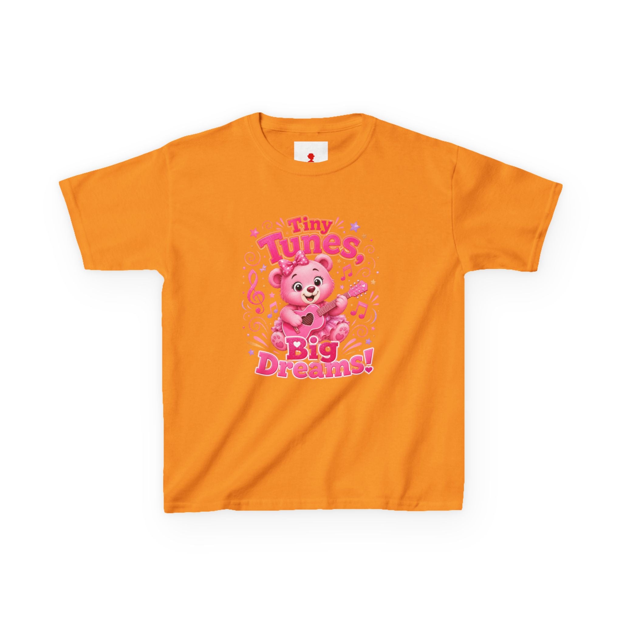 Kids T-Shirt — "Tiny Tunes, Big Dreams" Cute Pink Bear Music Tee