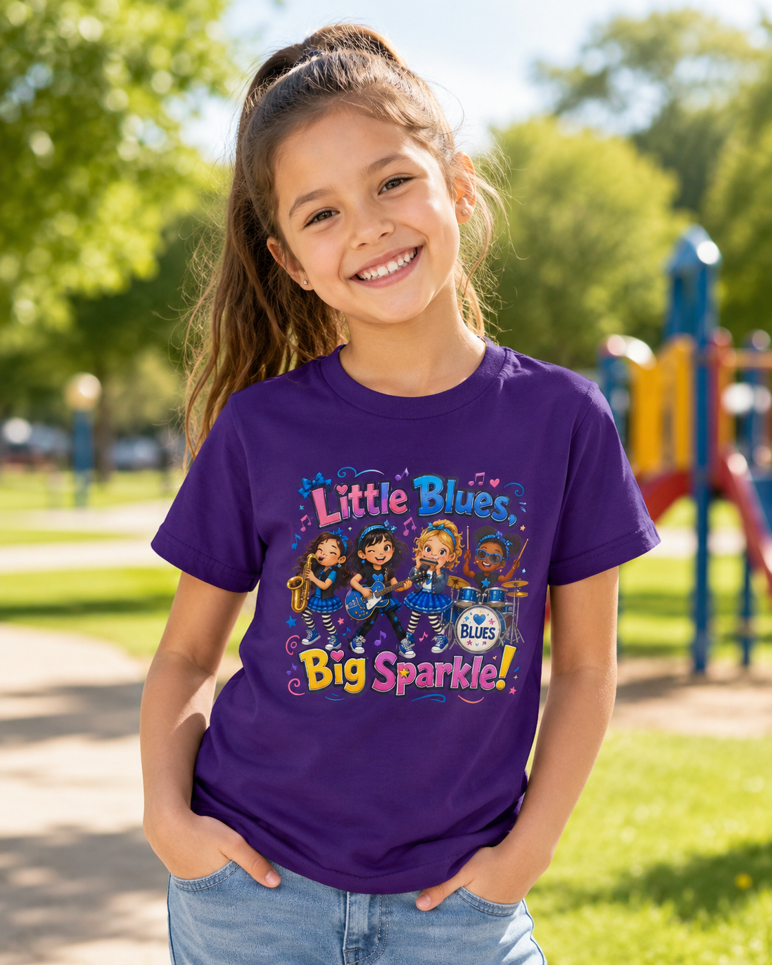 Kids Tee — "Little Blues Big Sparkle" Band Graphic