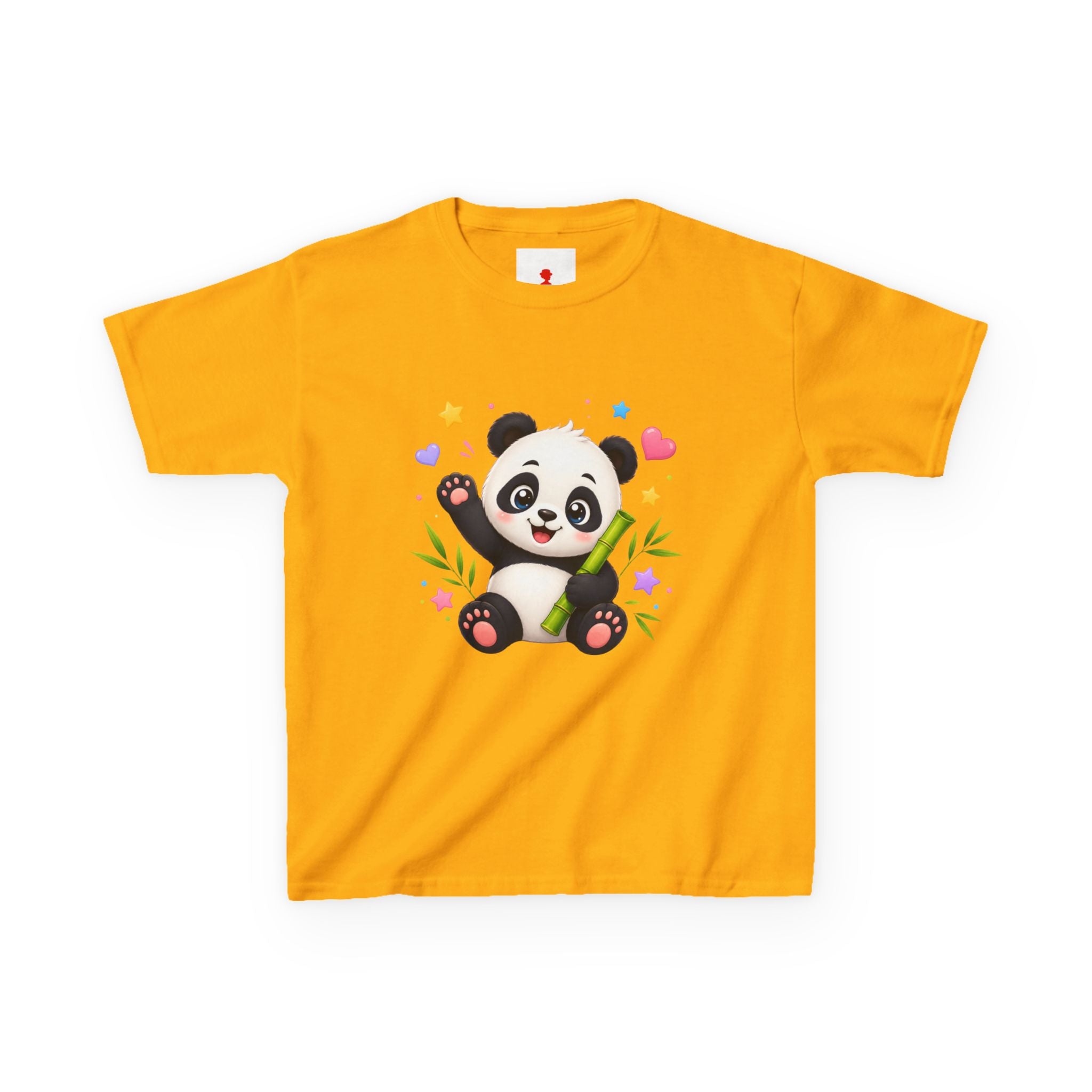 Cute Panda Kids T‑Shirt — Smiling Baby Panda with Hearts & Bamboo