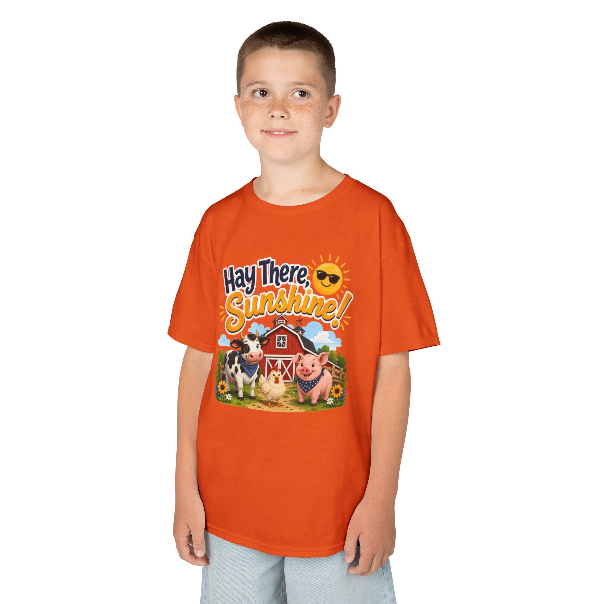 Kids Tee — "Hay There, Sunshine!" Farm Animal Graphic