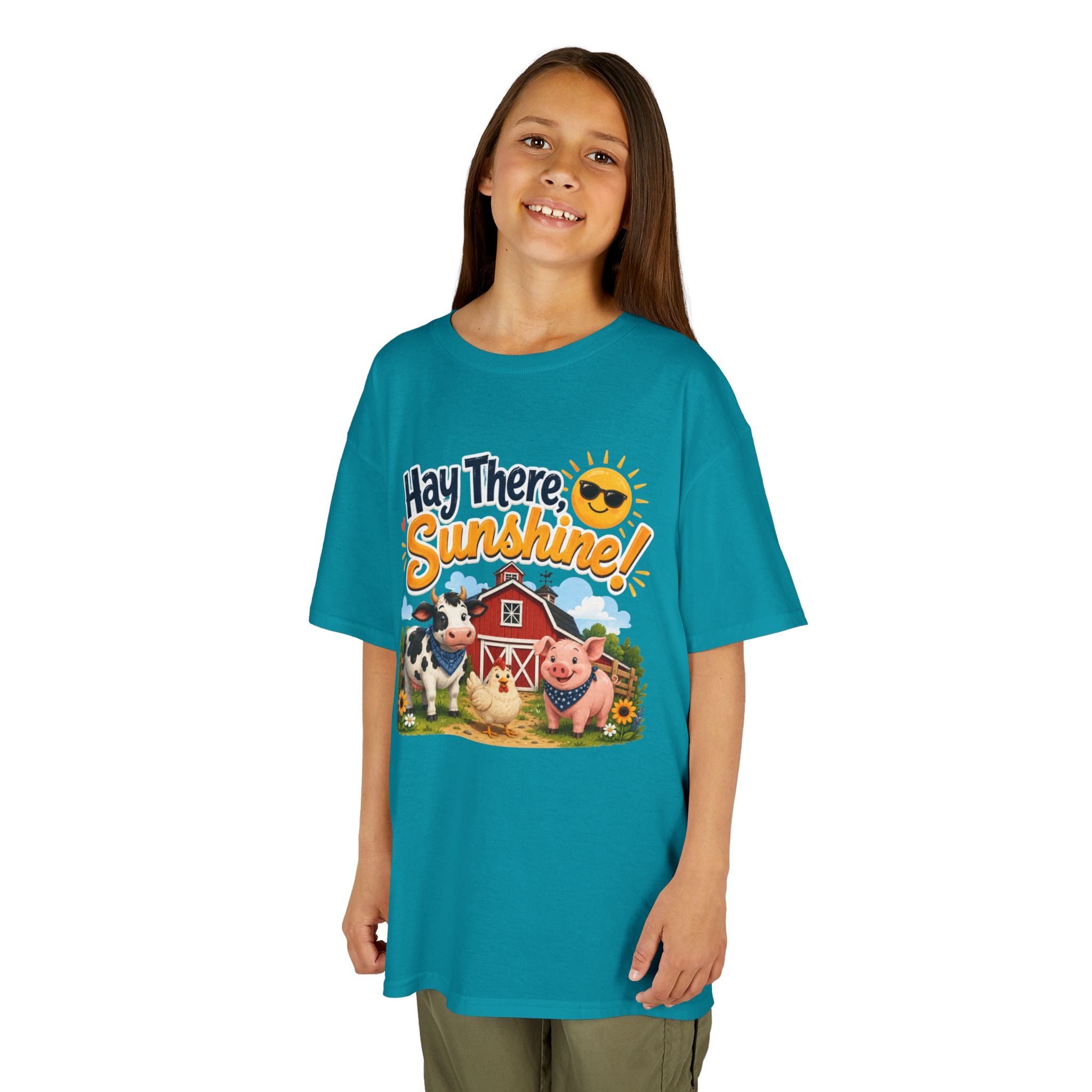 Kids Tee — "Hay There, Sunshine!" Farm Animal Graphic