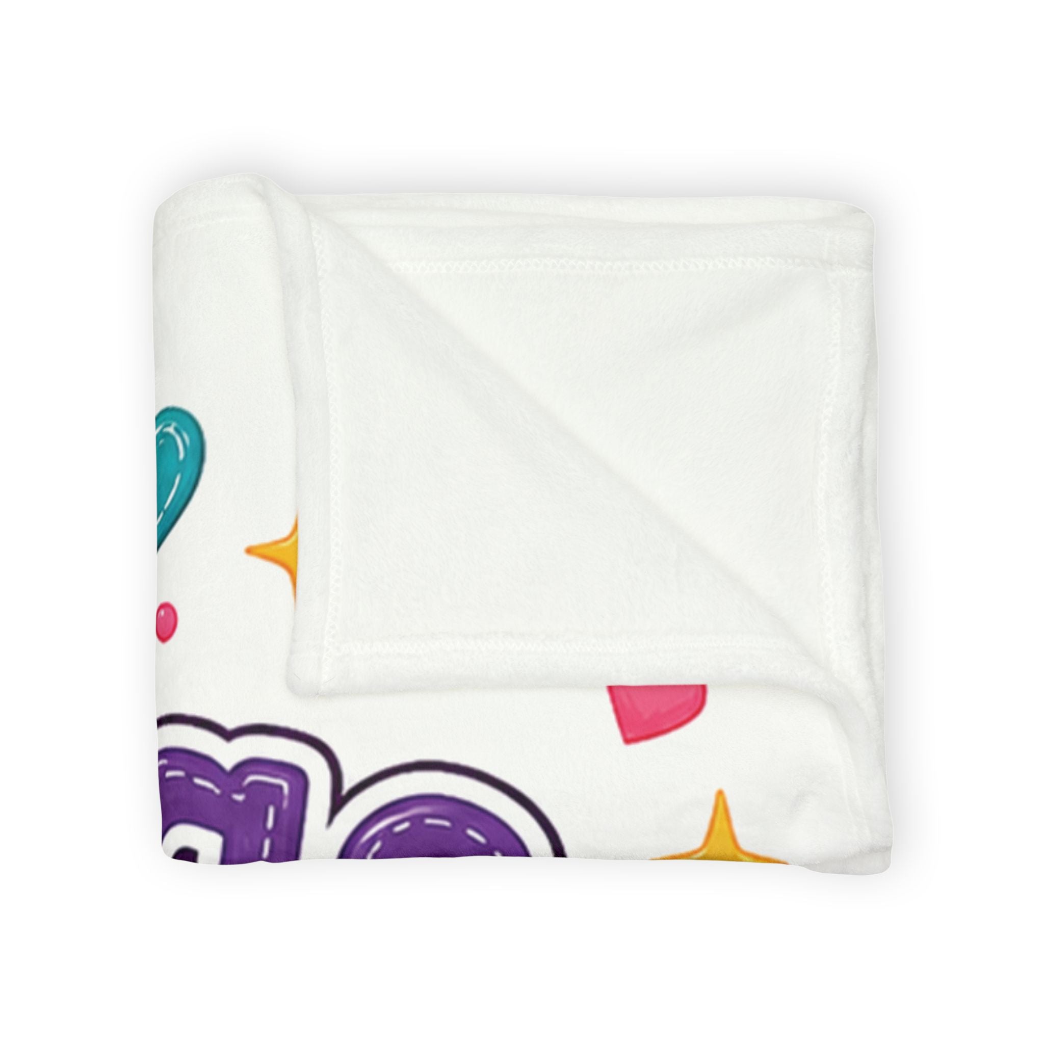Granny Hugs Happy Happy Hearts Blanket | Floral Heart Retro Typography