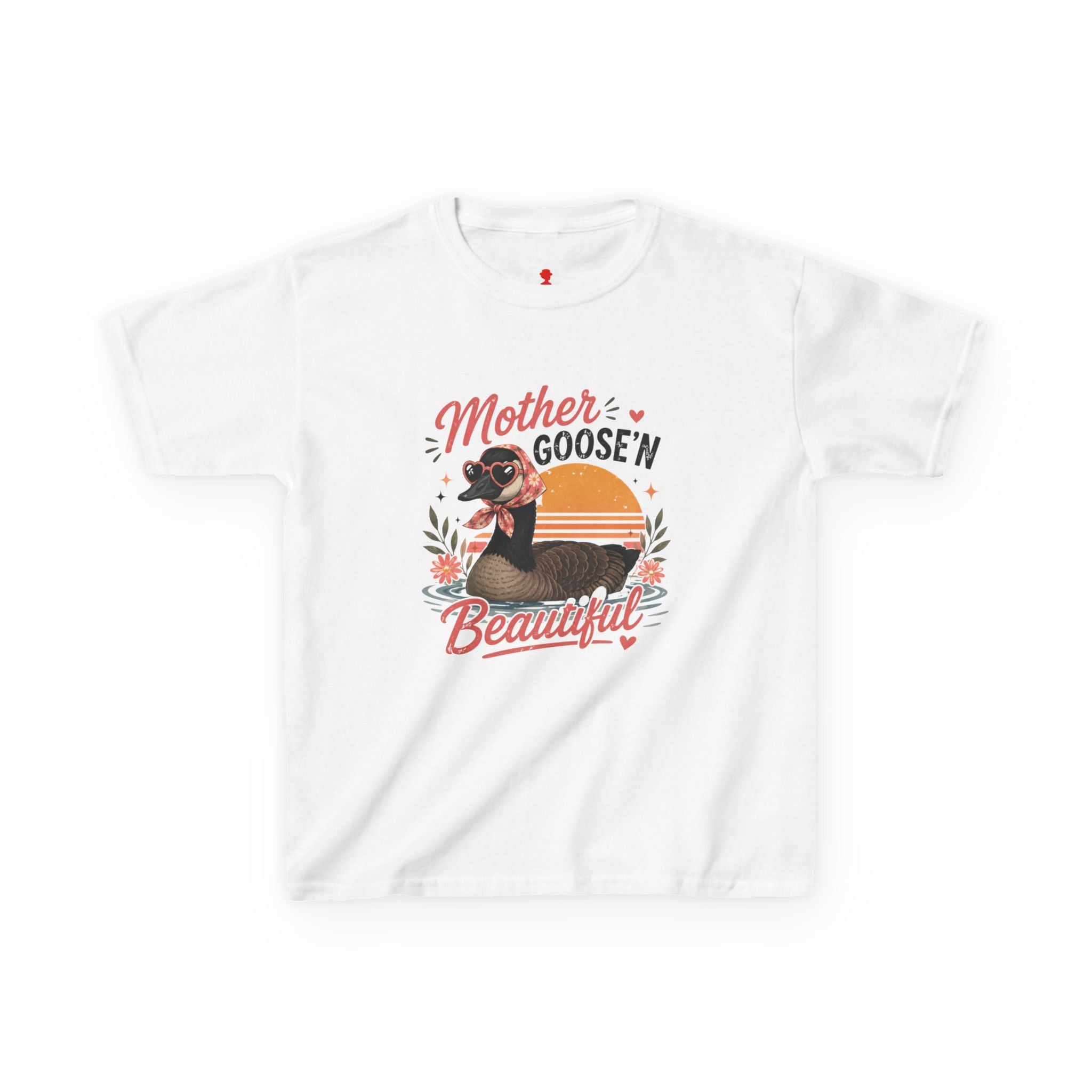 Kids Tee — "Mother Goose'n Beautiful" Cute Vintage Goose Graphic