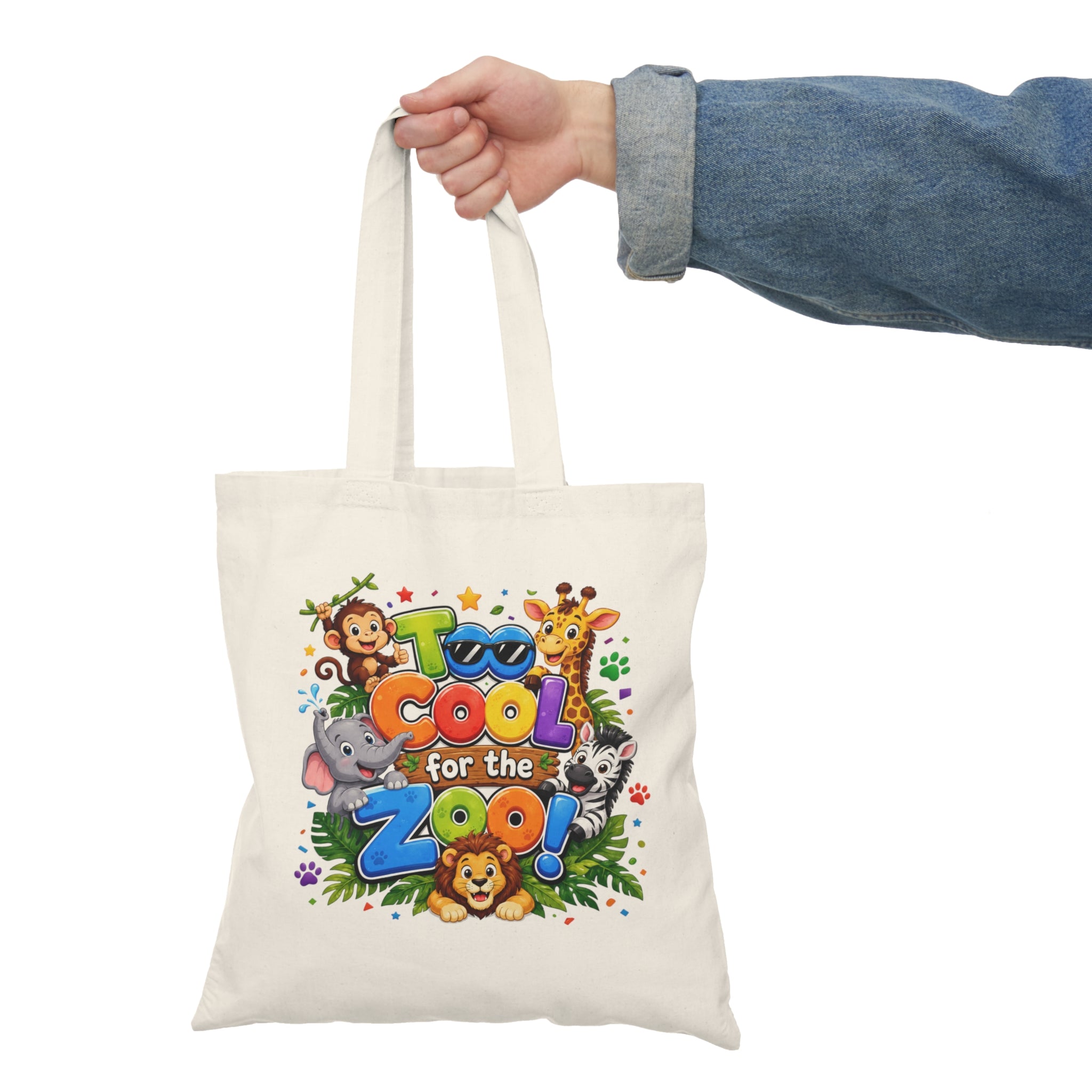 Too Cool for the Zoo Tote Bag — Kids' Cute Animal Canvas Shopper