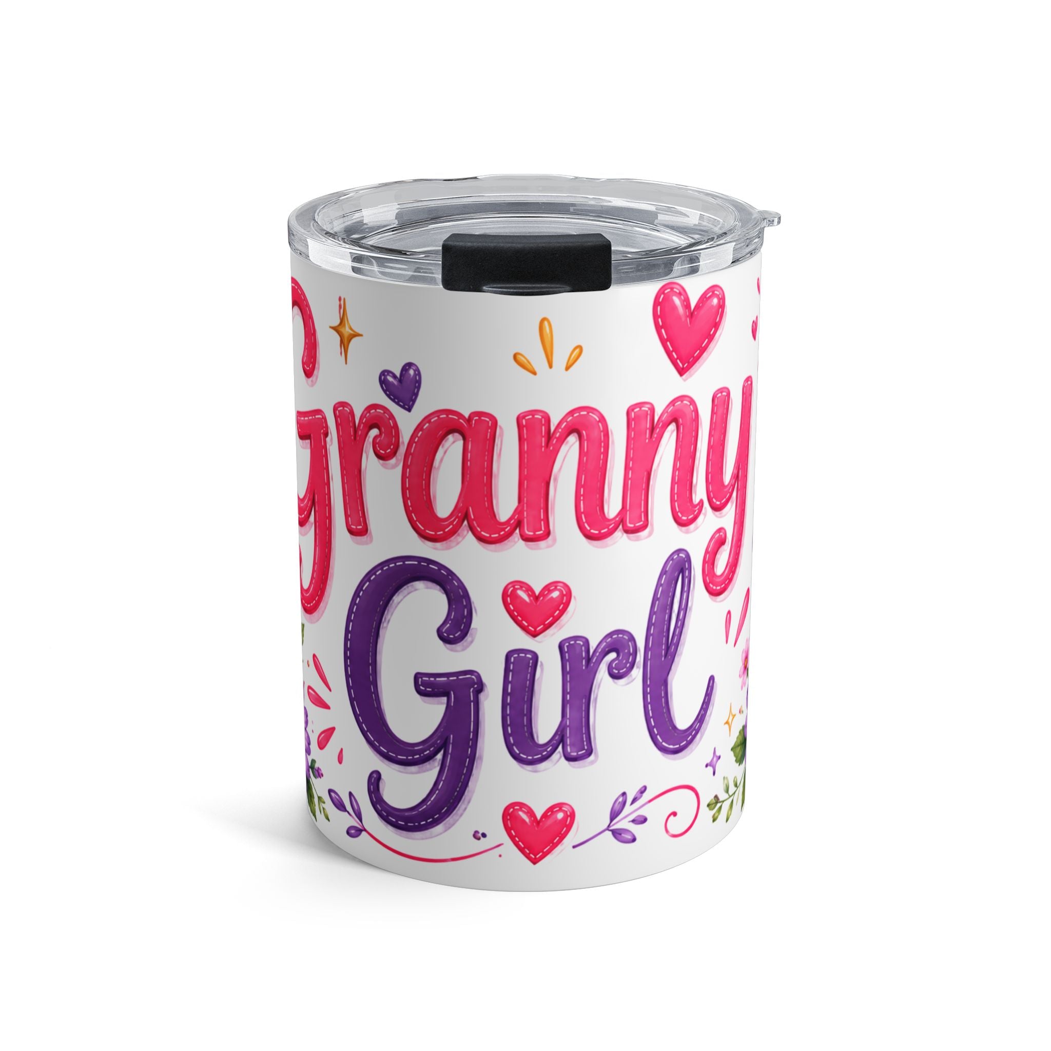 Granny Girl tumbler 10oz | floral hearts stainless steel travel cup
