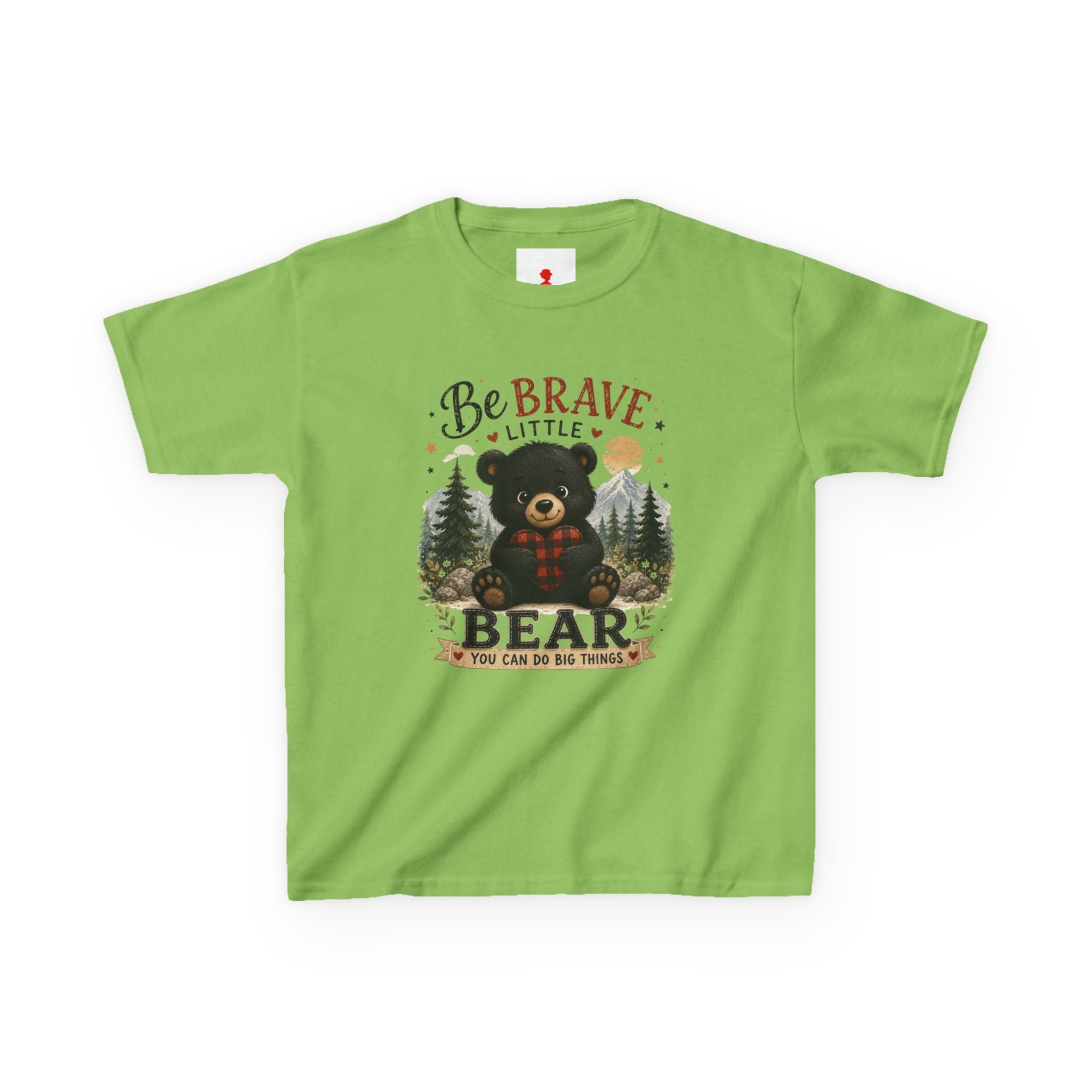 Kids T‑Shirt — "Be Brave Little Bear" Cute Woodland Bear Tee for Children, Inspirational Adventure Gift