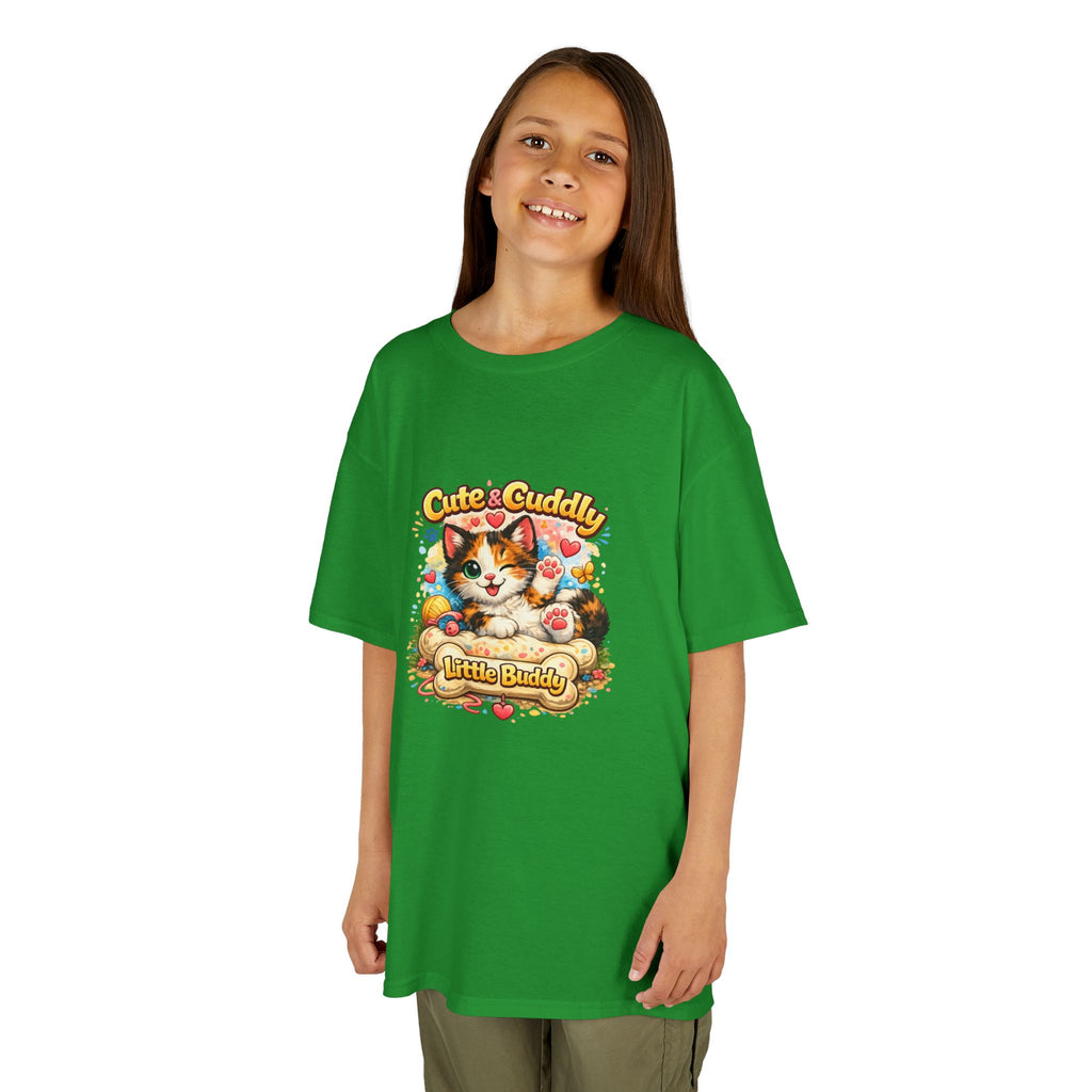 Kids T-Shirt — "Cute & Cuddly Little Buddy" Cat Graphic Tee