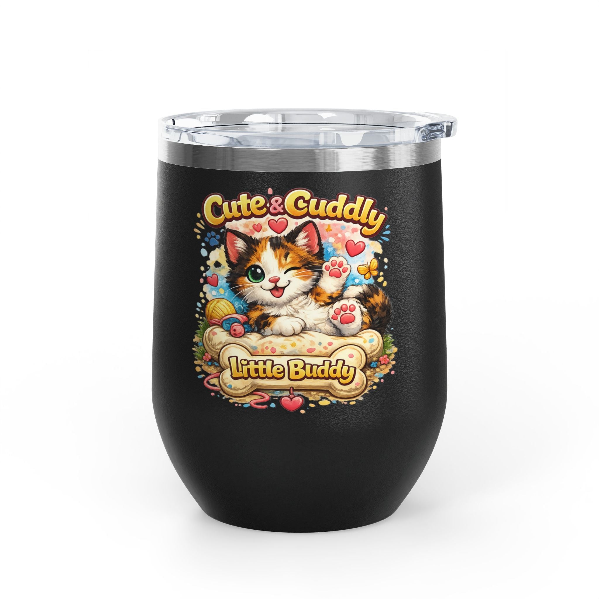 Cute & Cuddly Little Buddy Cat Tumbler — 12oz Insulated Stainless Steel
