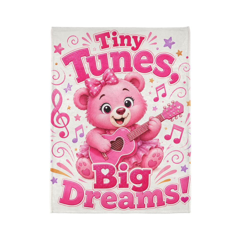 Plush Baby Blanket — "Tiny Tunes, Big Dreams!" Pink Teddy Guitar Throw