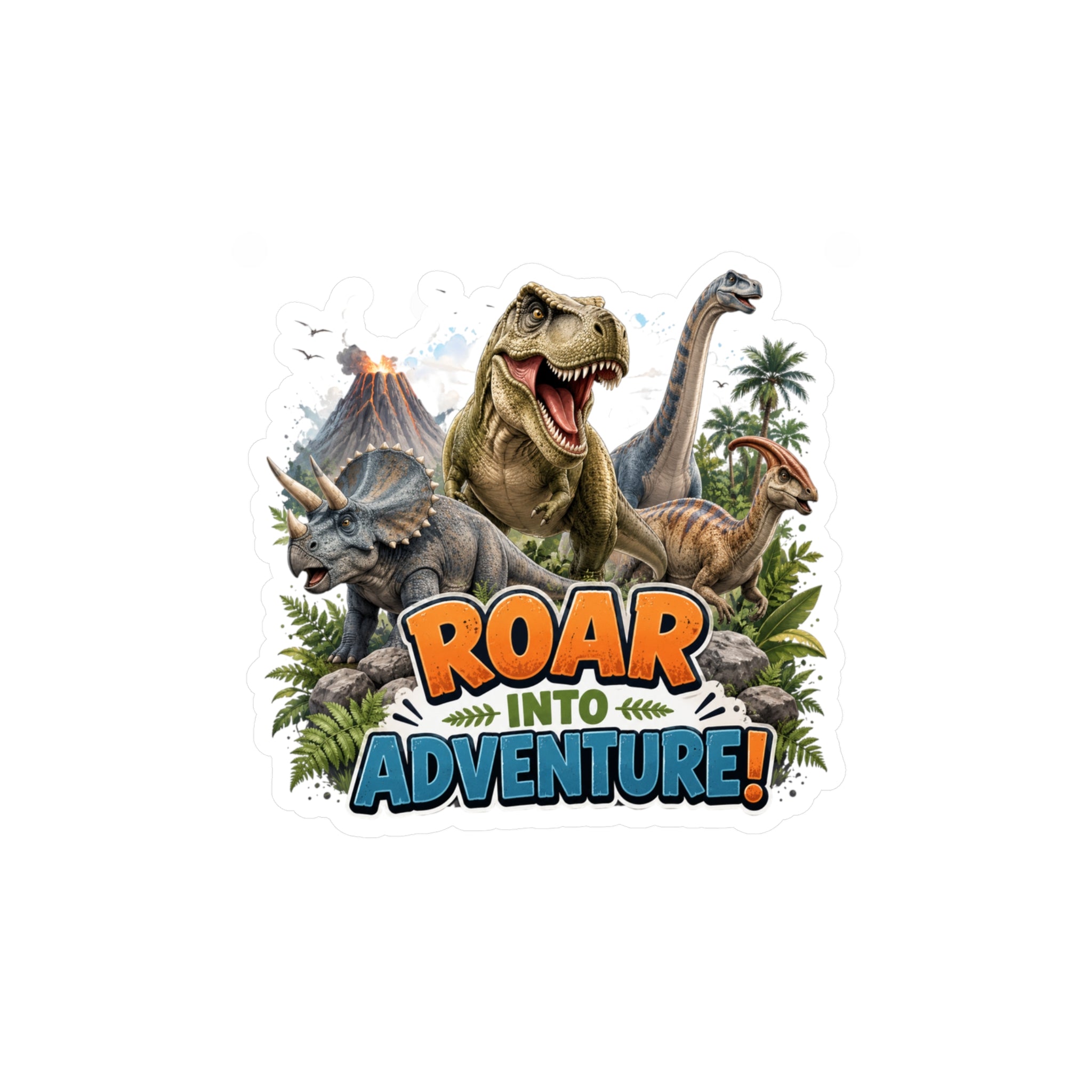 Roar Into Adventure! Dinosaur Kiss-Cut Vinyl Sticker
