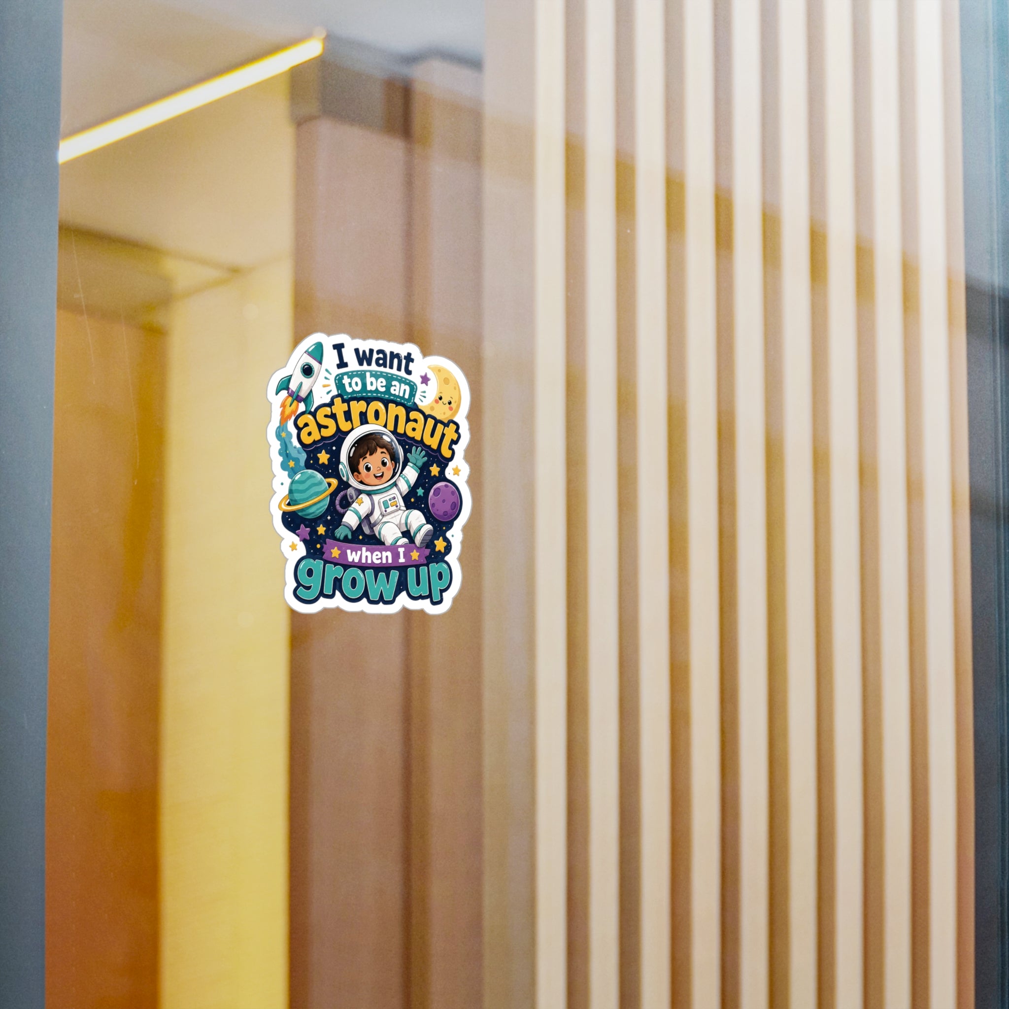 Astronaut Kids Sticker — "I Want to Be an Astronaut When I Grow Up" Kiss-Cut Vinyl Decal