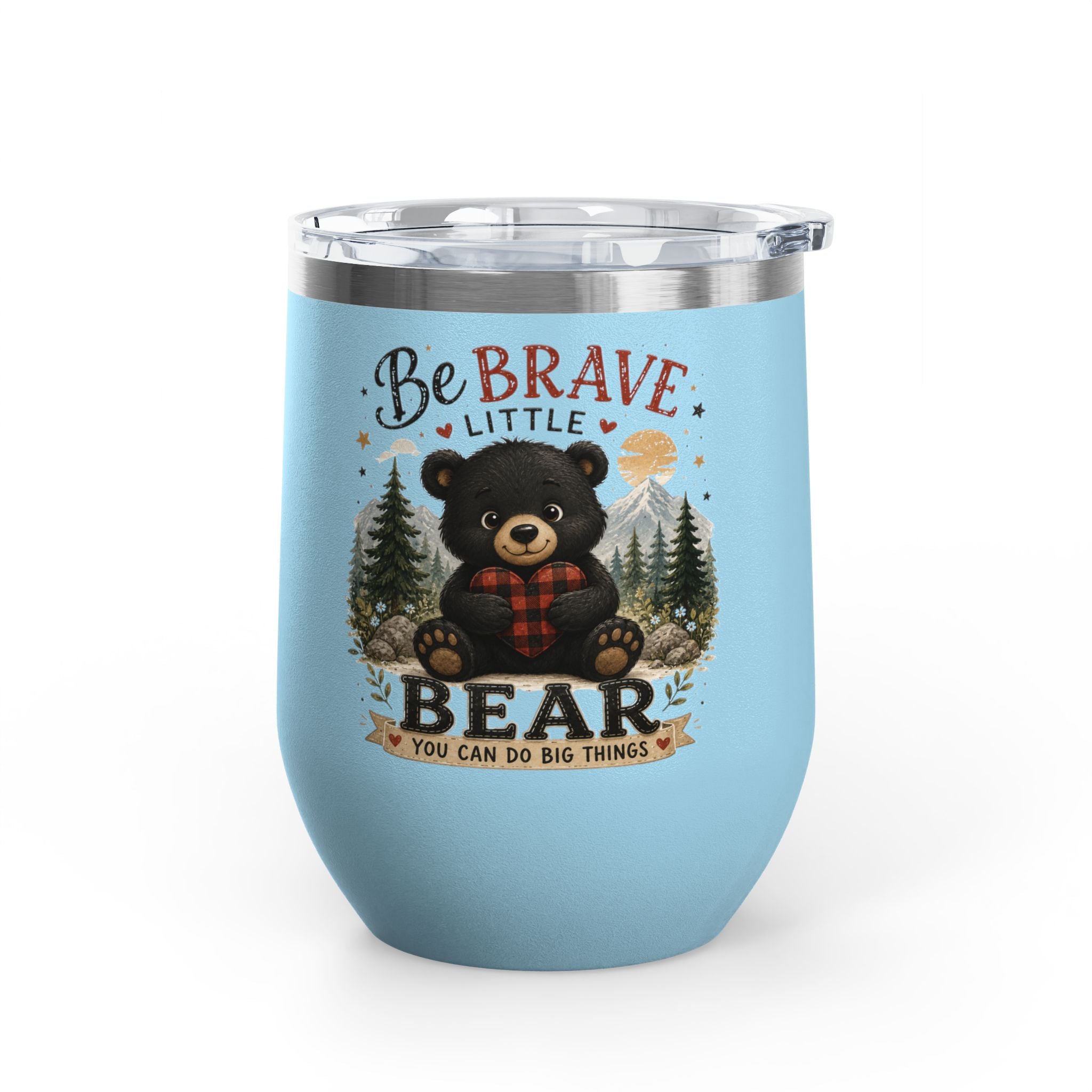 Be Brave Little Bear 12oz Tumbler — Cute Woodland Baby Shower Gift