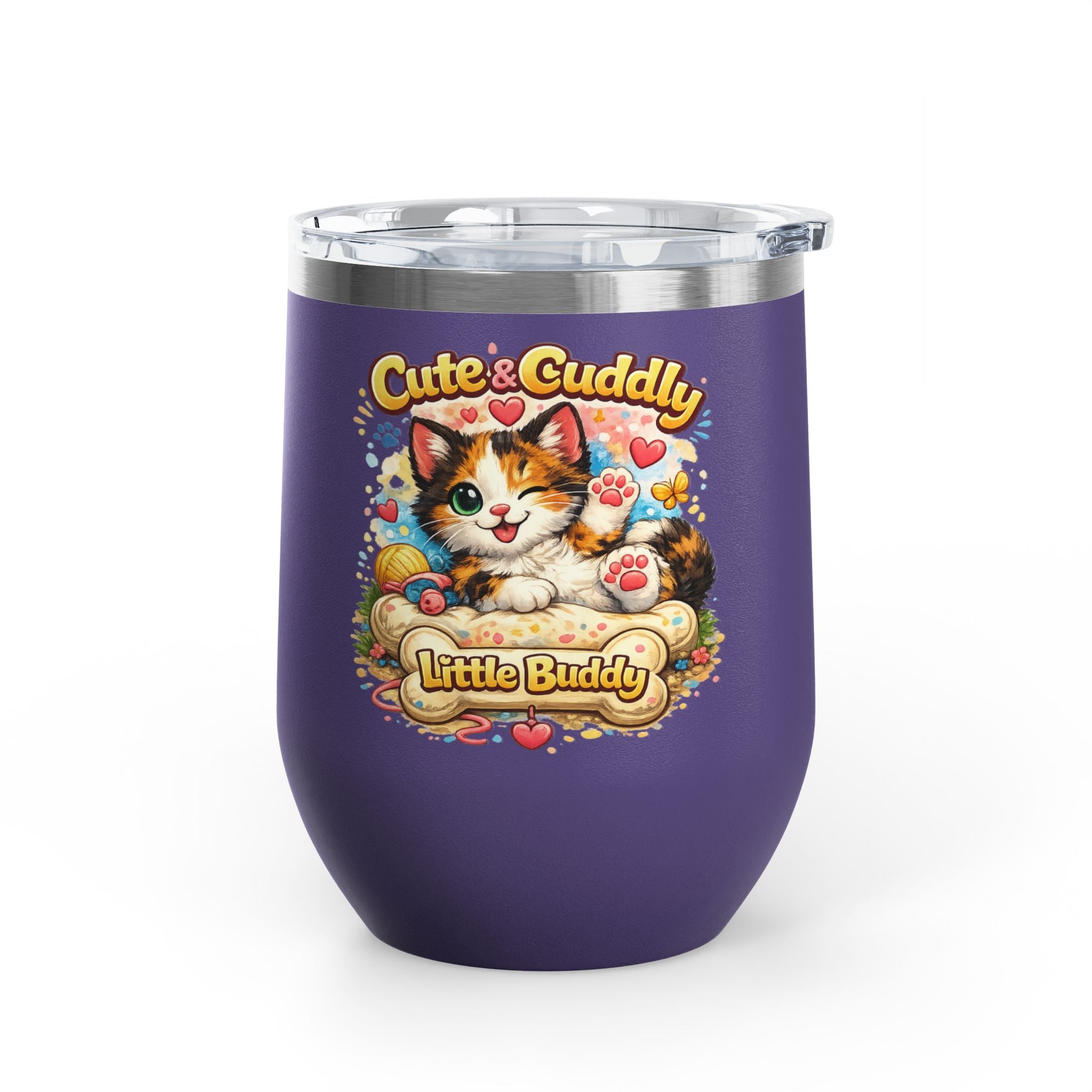 Cute & Cuddly Little Buddy Cat Tumbler — 12oz Insulated Stainless Steel