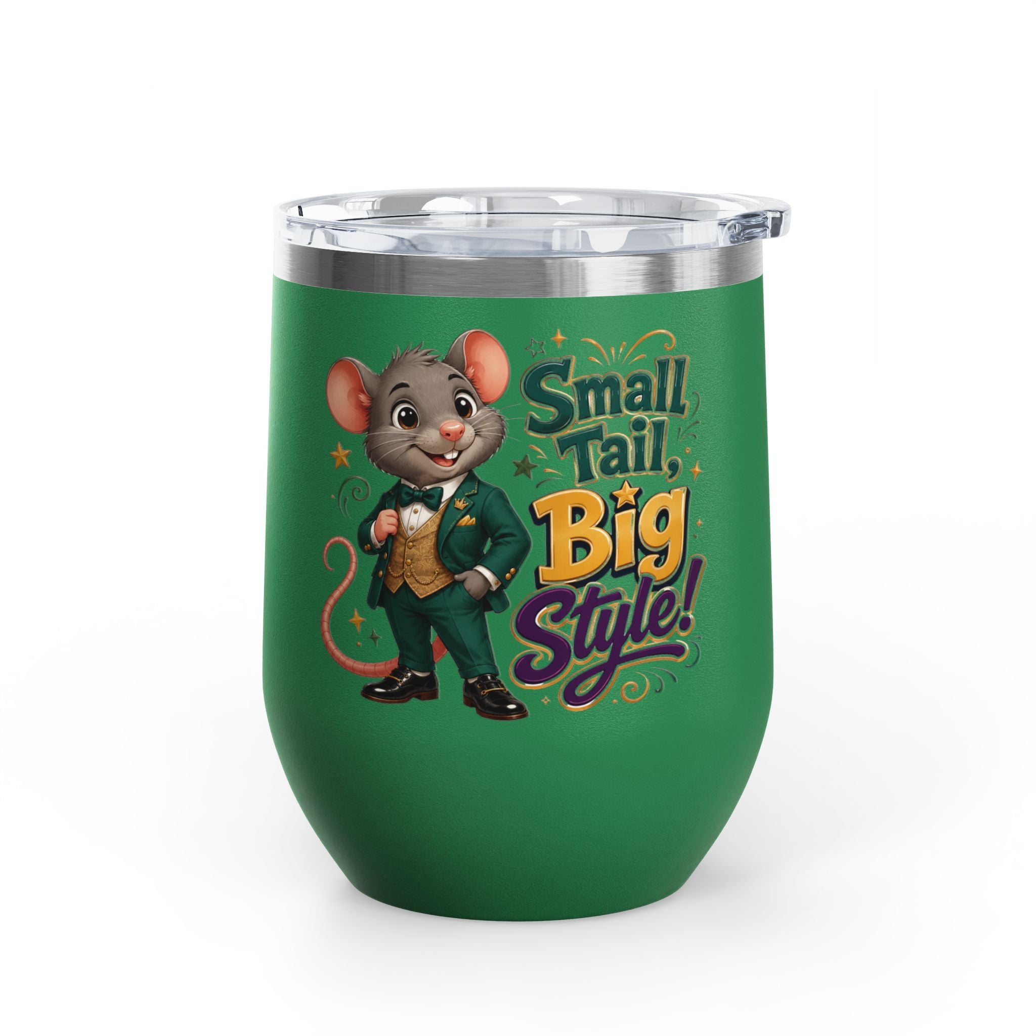 "Small Tail, Big Style!" Cute Mouse 12oz Insulated Cup