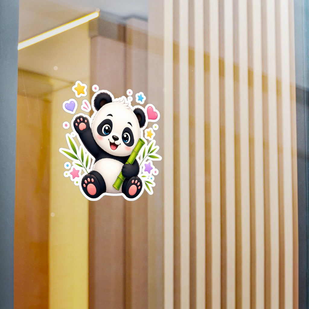 Cute Panda Kiss-Cut Vinyl Sticker — Adorable Bamboo Baby Decal for Laptops, Water Bottles & Kids' Rooms