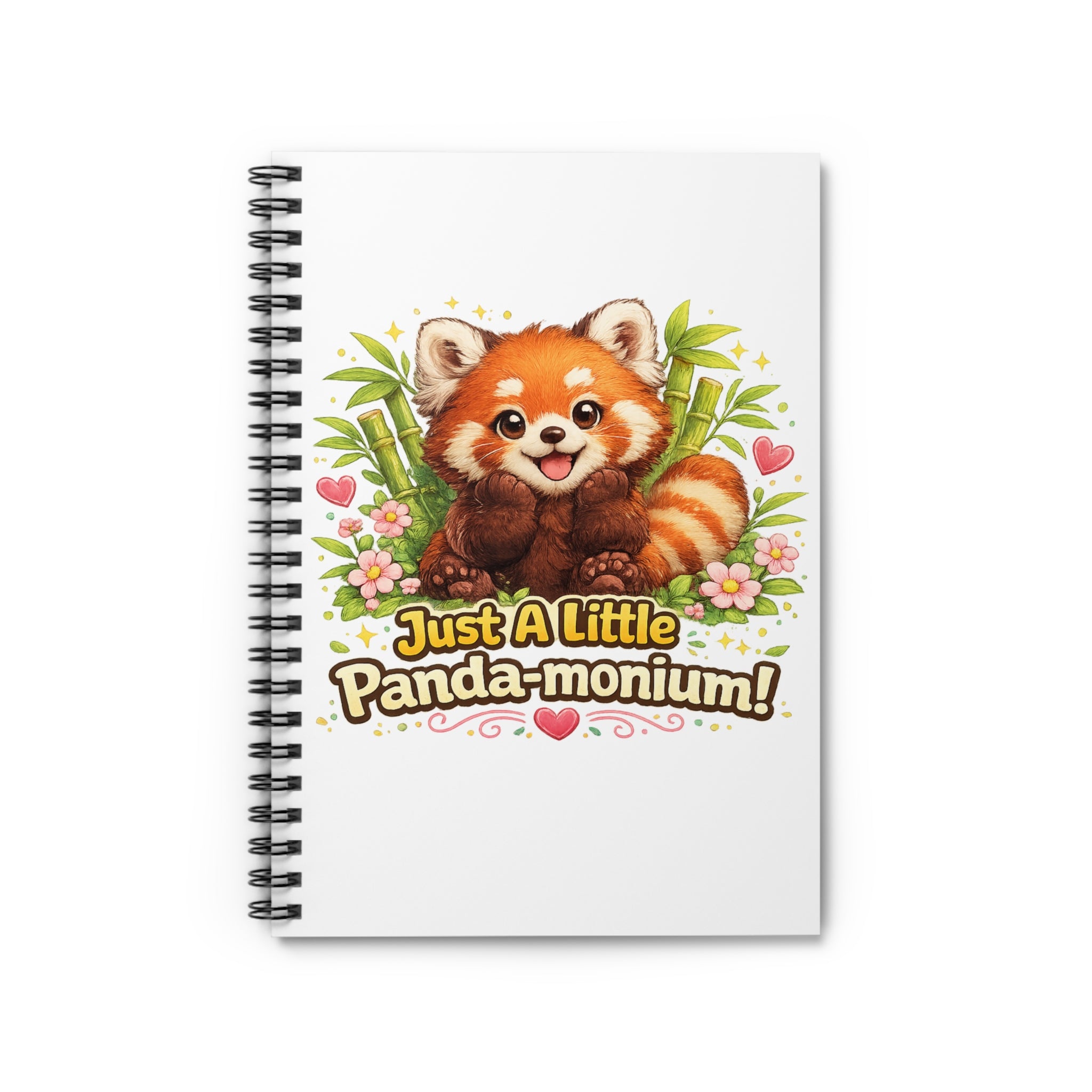 Cute Red Panda Illustration Just A Little Panda-monium Spiral Notebook | Ruled