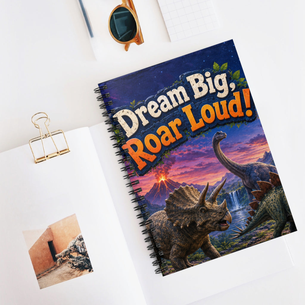 Dream Big Roar Loud! Dinosaur Spiral Notebook — Ruled Journal for Kids