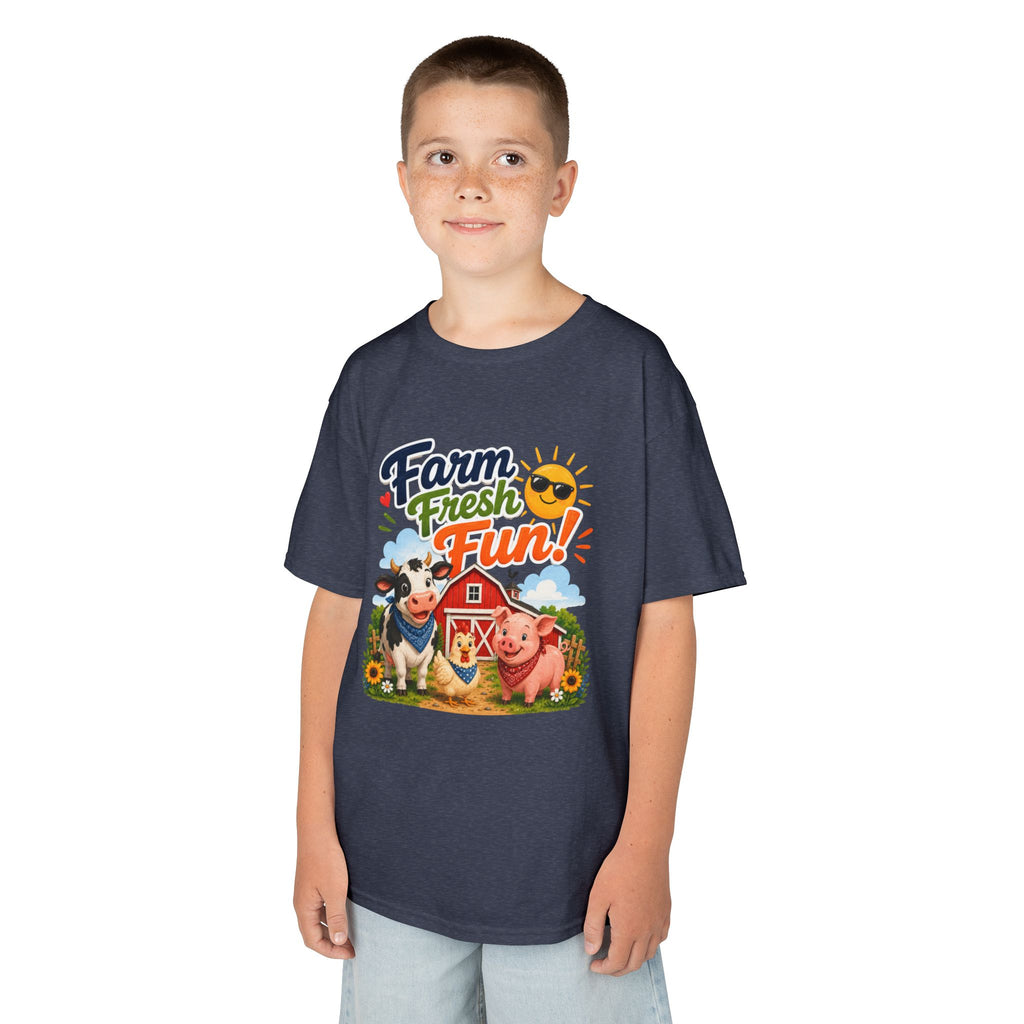 Kids Farm T-Shirt — "Farm Fresh Fun!" Cute Cow & Pig Toddler Tee
