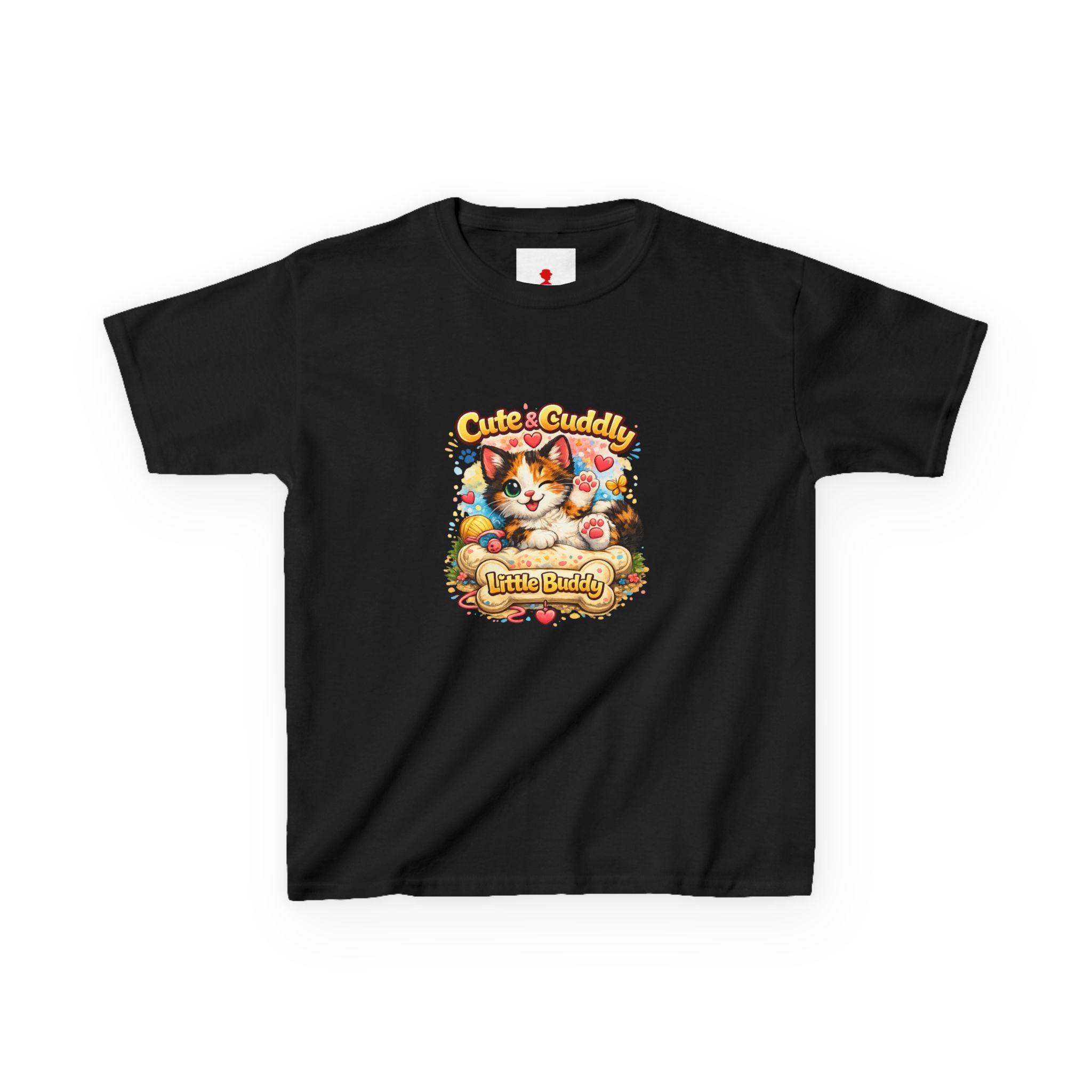 Kids T-Shirt — "Cute & Cuddly Little Buddy" Cat Graphic Tee