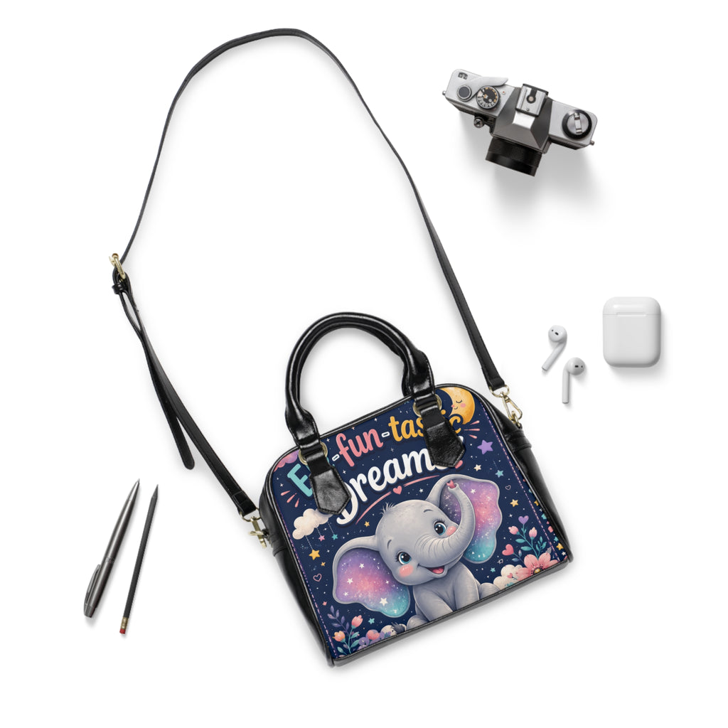 Cute Elephant "Dream Big" Shoulder Handbag — Whimsical Night Sky Kids Purse