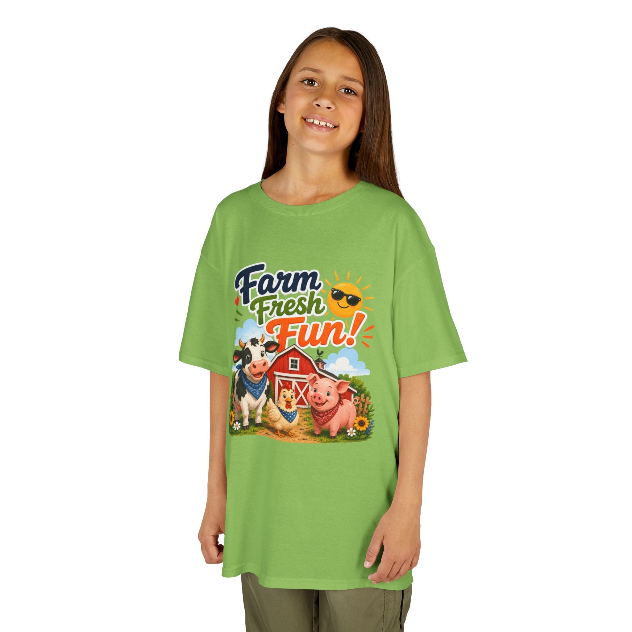 Kids Farm T-Shirt — "Farm Fresh Fun!" Cute Cow & Pig Toddler Tee