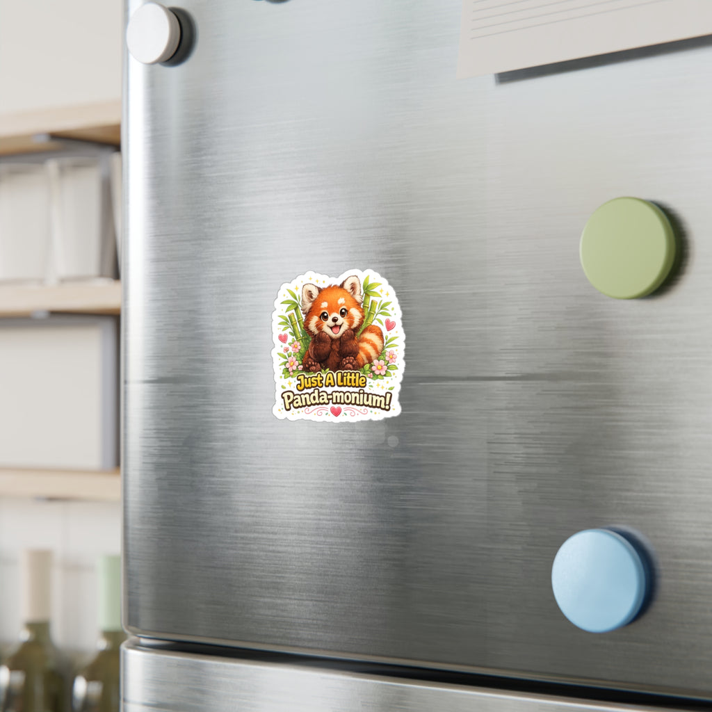 Red Panda Illustration Just A Little Panda-monium Sticker | Kiss-Cut Vinyl Decal