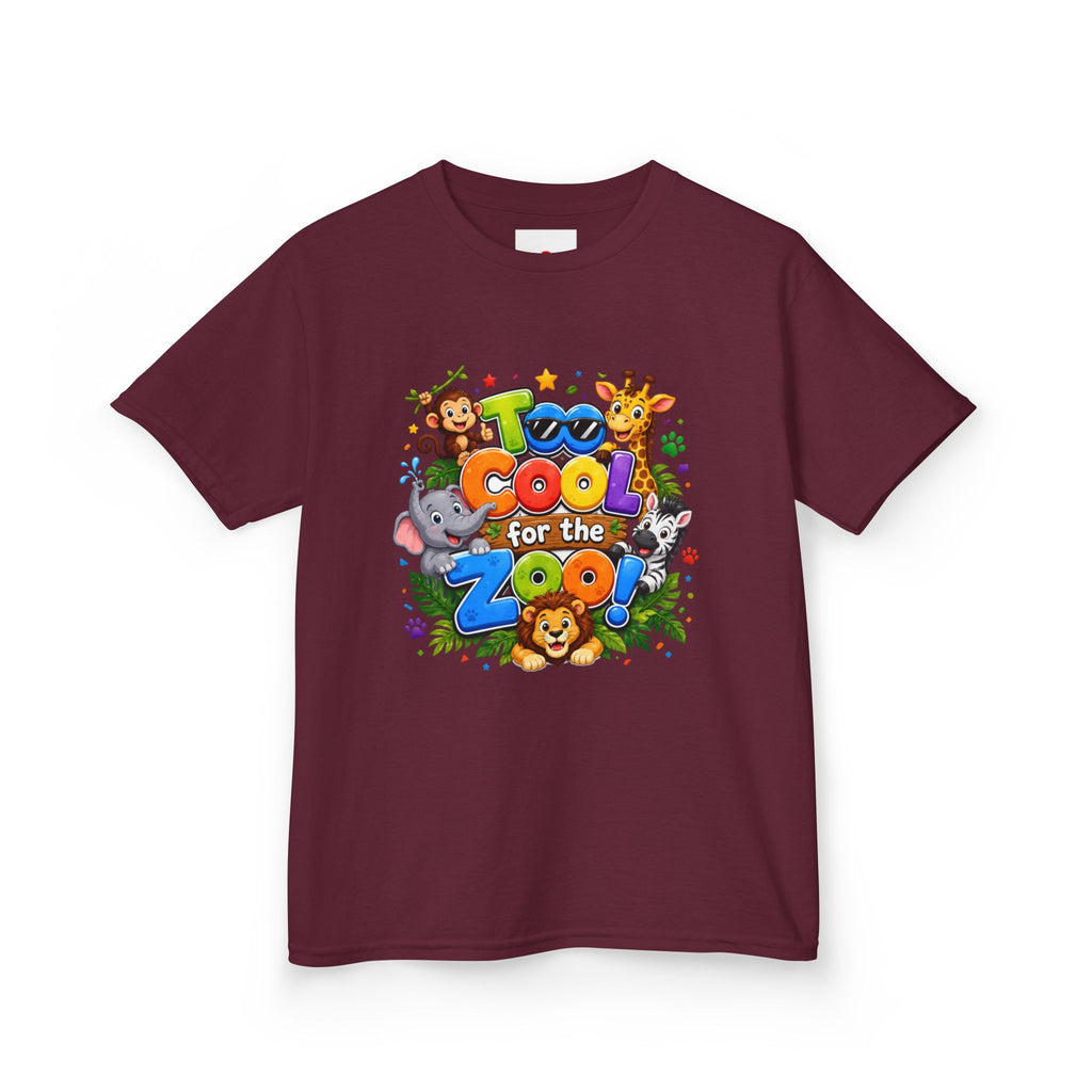 Kids Tee — "Too Cool for the Zoo" Colorful Animal Graphic