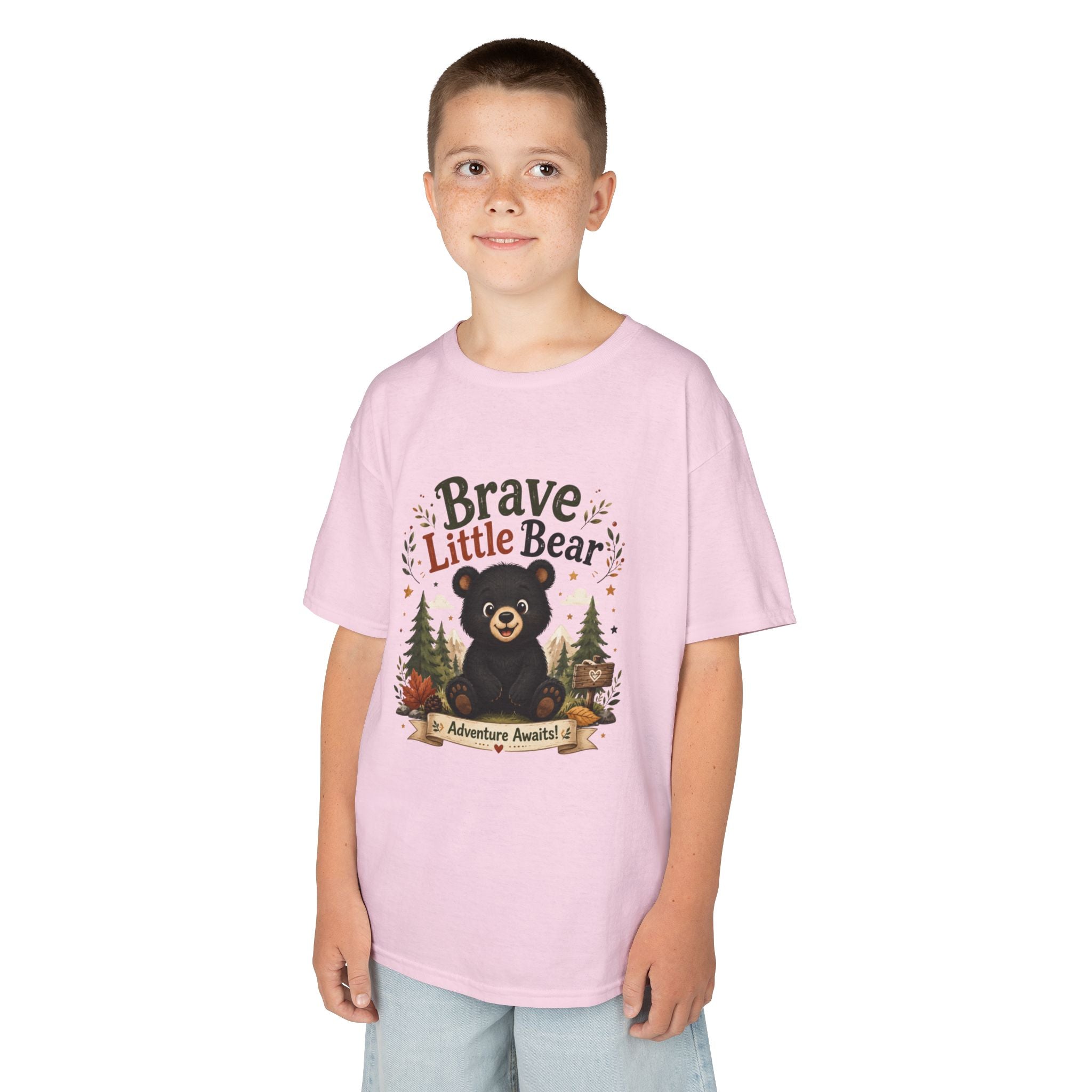 Kids Tee — "Brave Little Bear" Adventure Graphic Shirt