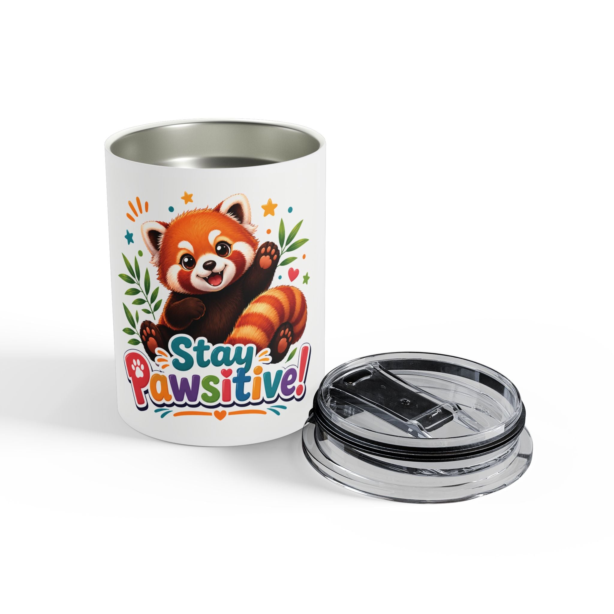 Stay Pawsitive Red Panda Tumbler 10oz | Cute Animal Drinkware