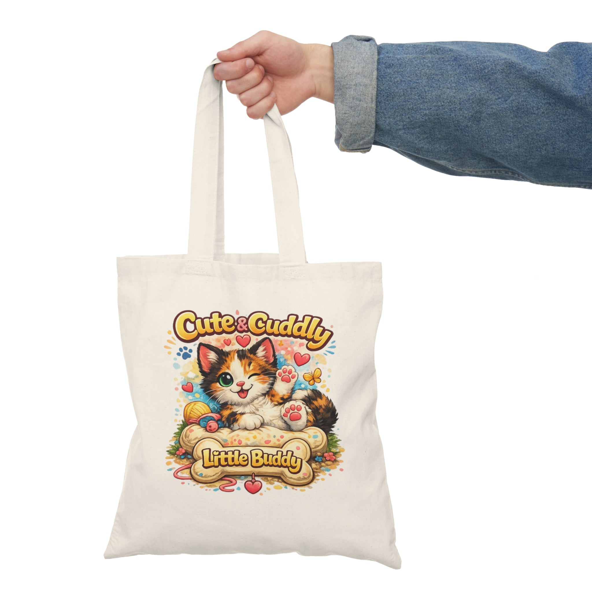 Cute & Cuddly Kitten Tote Bag – "Little Buddy" Cotton Shopper