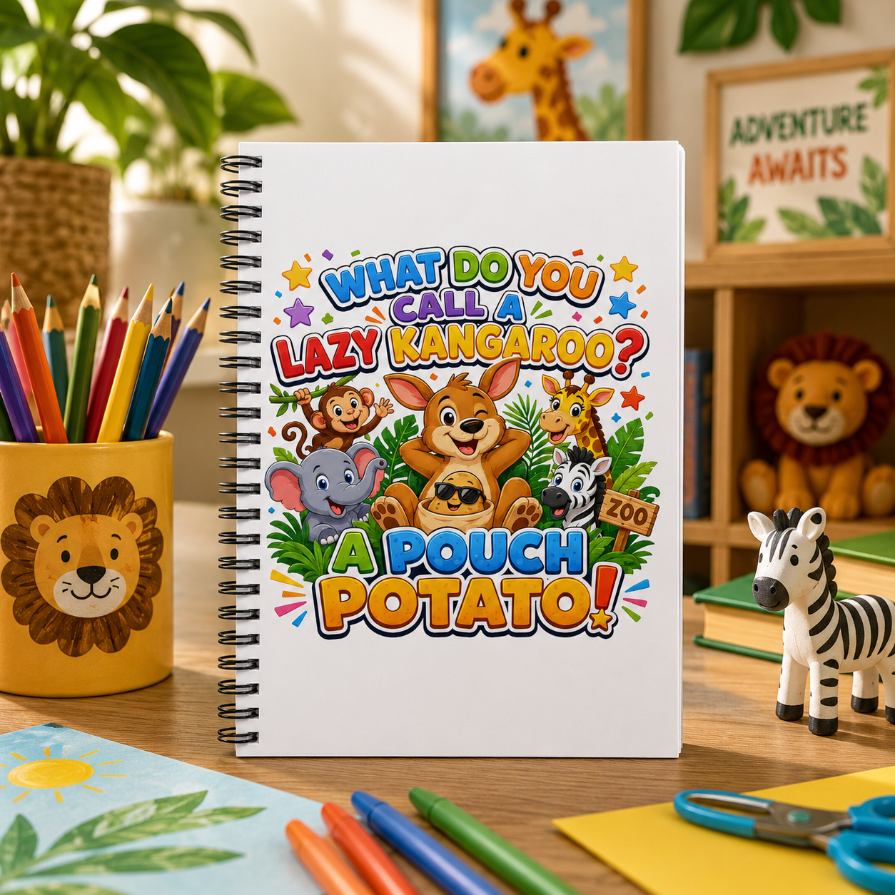 Lazy Kangaroo Pouch Potato Spiral Notebook | Ruled Journal