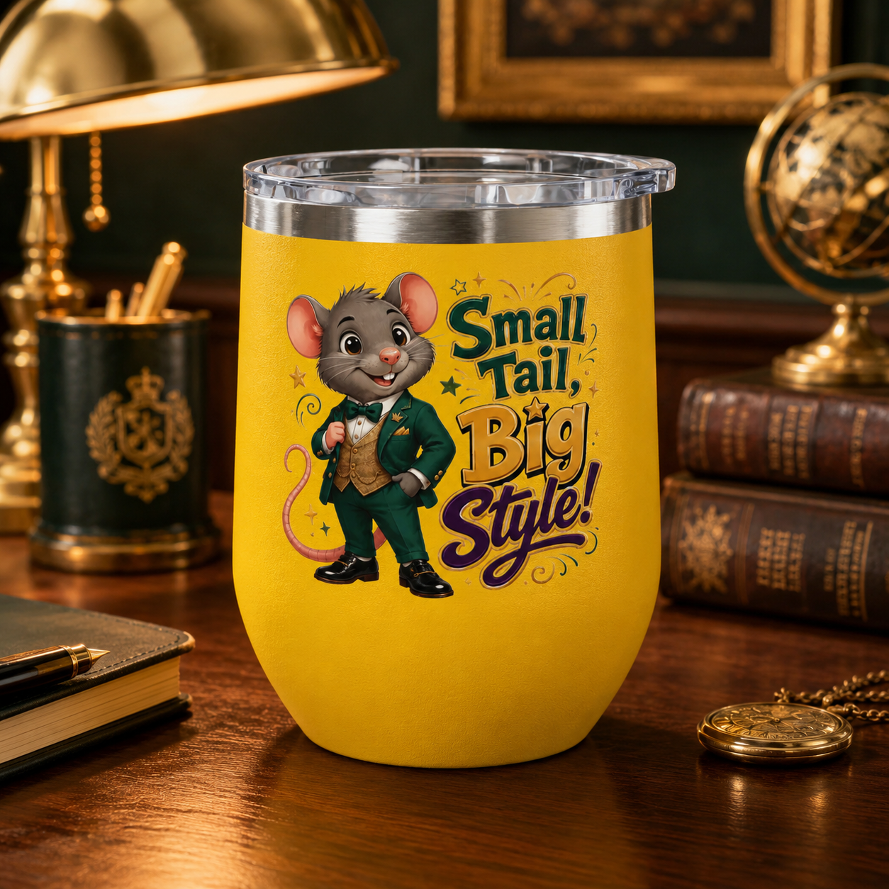 "Small Tail, Big Style!" Cute Mouse 12oz Insulated Cup