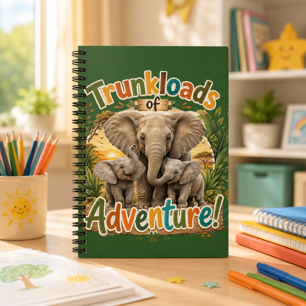Adventure Elephant Spiral Notebook — "Trunkloads of Adventure!" Ruled Journal for Kids & Travelers