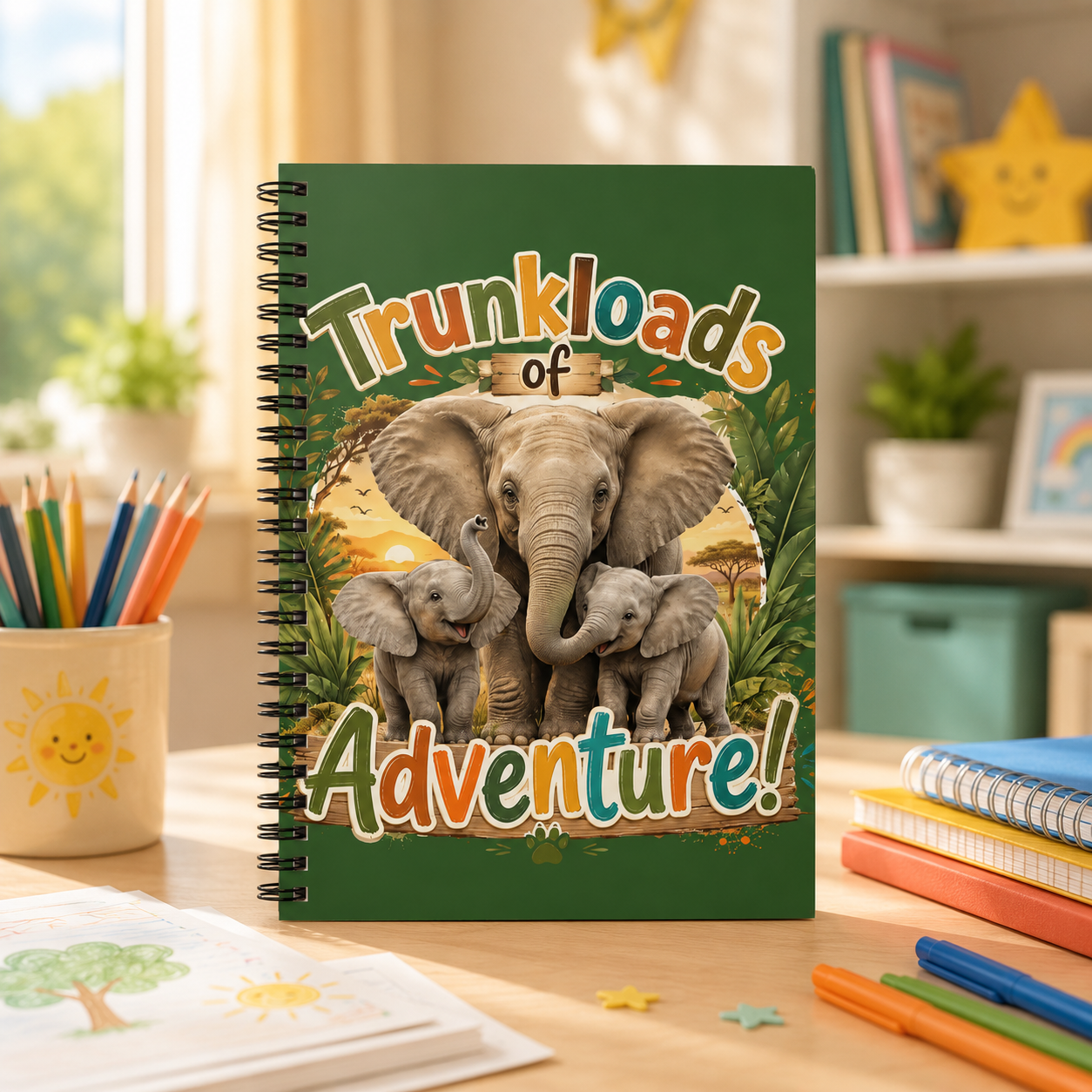Adventure Elephant Spiral Notebook — "Trunkloads of Adventure!" Ruled Journal for Kids & Travelers