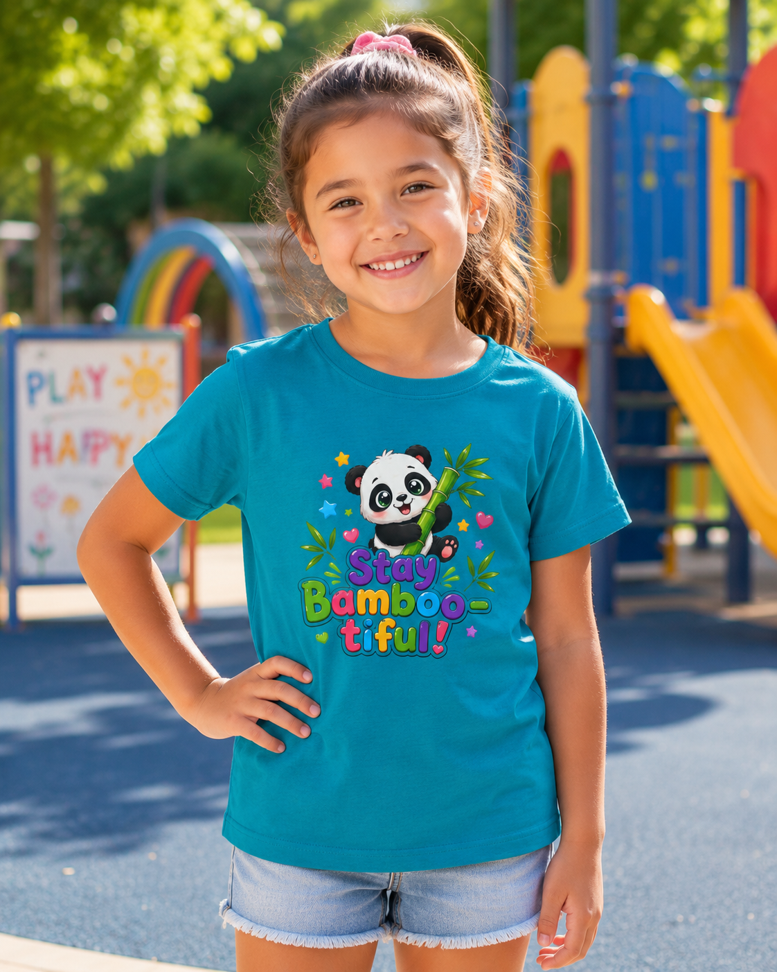 Kids Panda 'Stay Bambootiful!' T-Shirt — Cute Bamboo Forest Tee for Boys & Girls