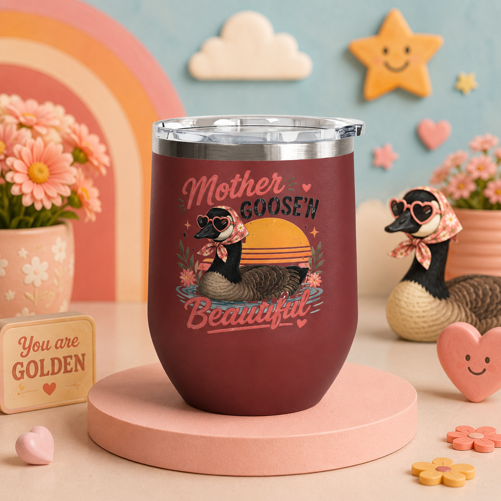 "Mother Goose'n Beautiful" Floral Canada Goose Tumbler, 12oz