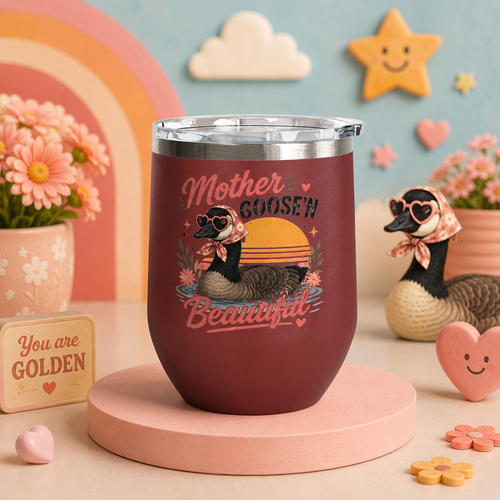 "Mother Goose'n Beautiful" Floral Canada Goose Tumbler, 12oz