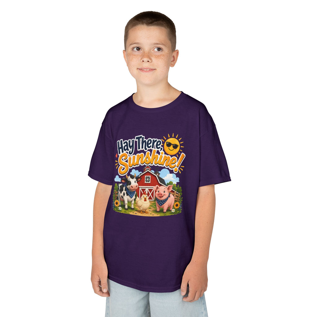 Kids Tee — "Hay There, Sunshine!" Farm Animal Graphic