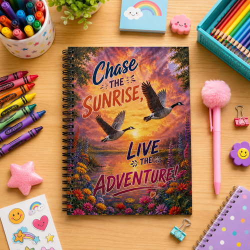 Adventure Spiral Notebook — "Chase the Sunrise, Live the Adventure" Ruled Journal