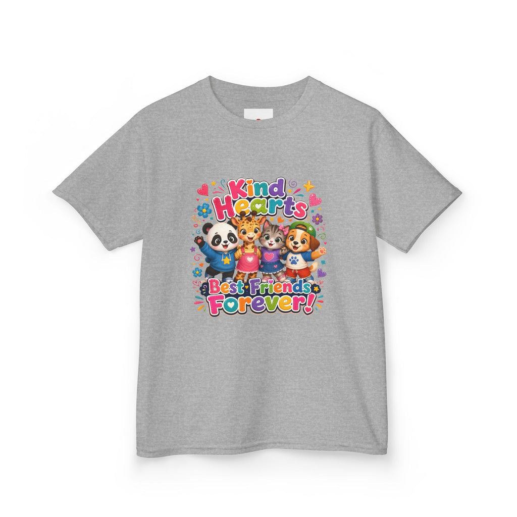 Kids Tee — "Kind Hearts Best Friends Forever" Colorful Cartoon Animals