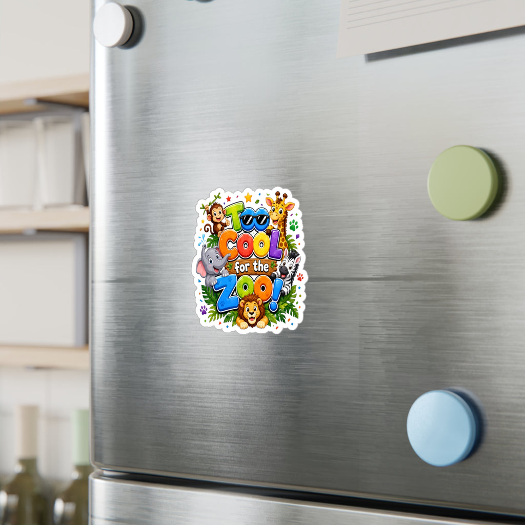 Too Cool for the Zoo! Kids Animal Vinyl Sticker — Kiss-Cut Decal