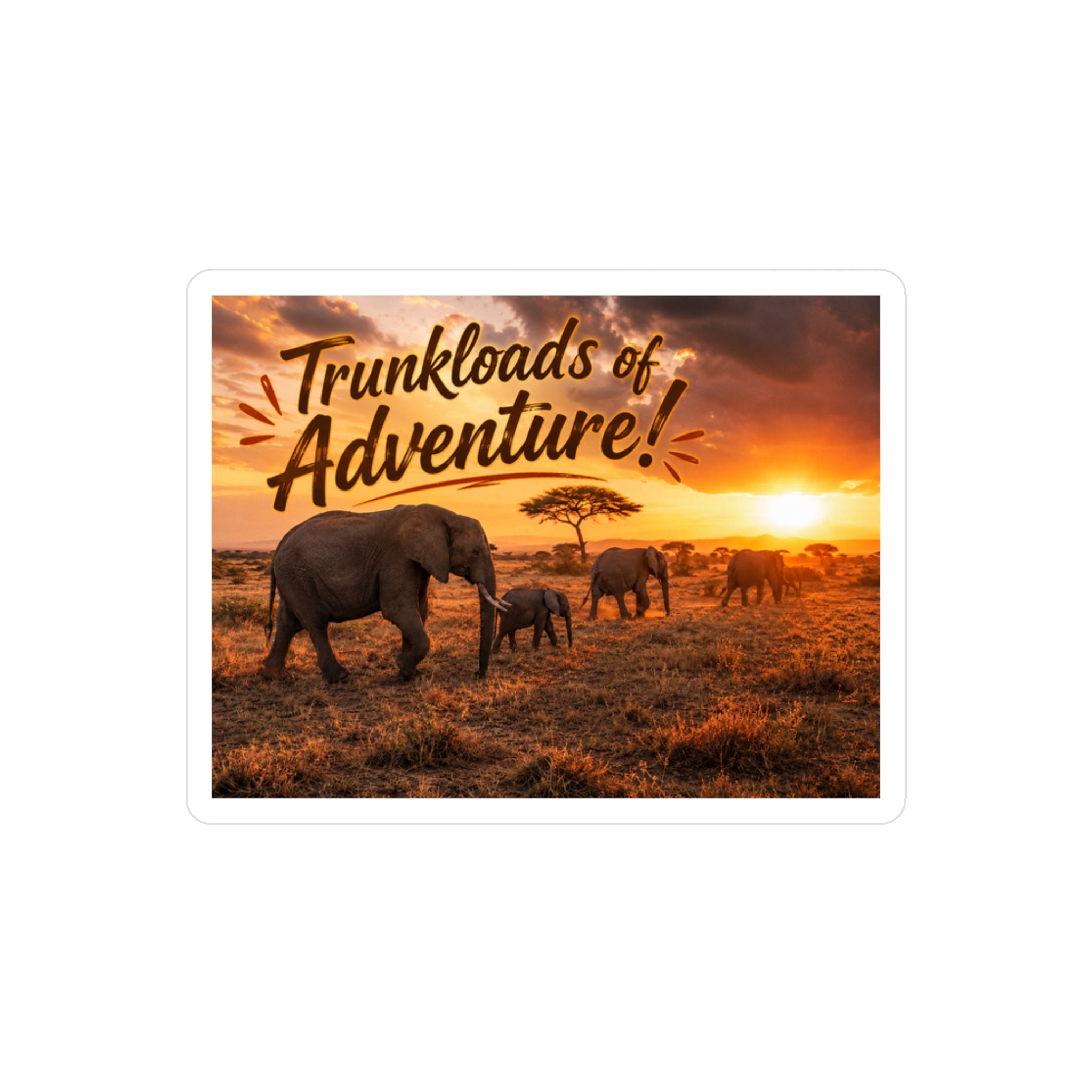 Trunkloads of Adventure Vinyl Sticker — Safari Elephant Kiss-Cut Decal