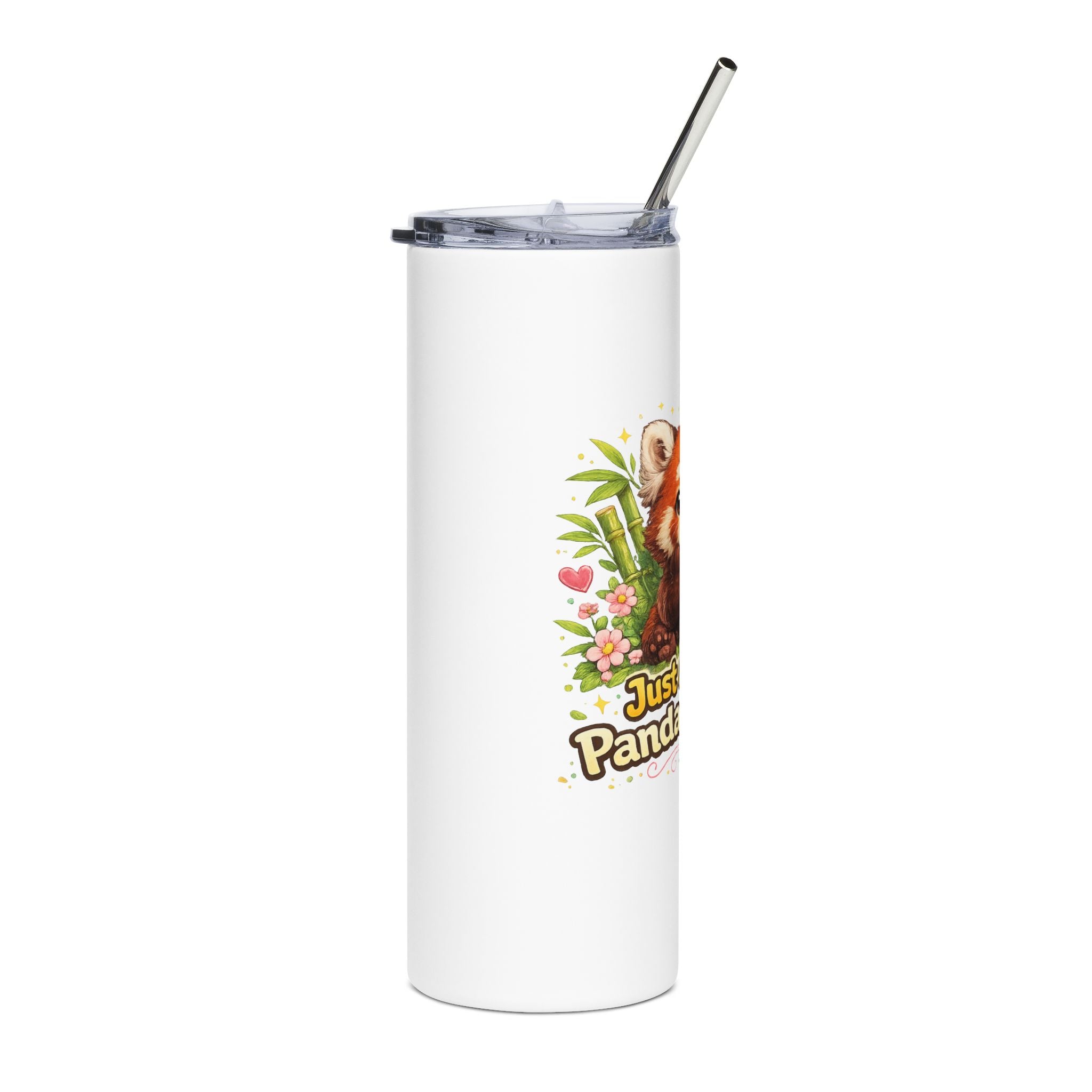 Red Panda Illustration Just A Little Panda-monium Tumbler | 20oz Stainless Steel