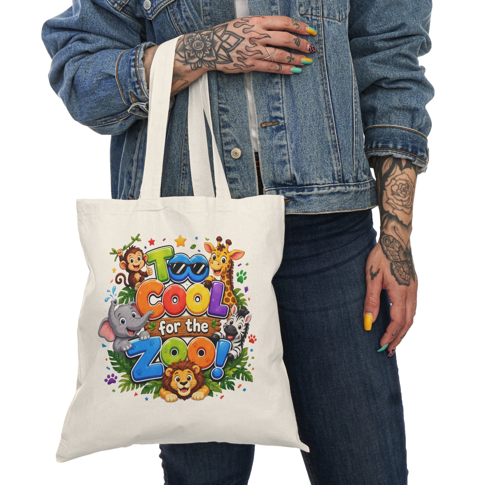 Too Cool for the Zoo Tote Bag — Kids' Cute Animal Canvas Shopper
