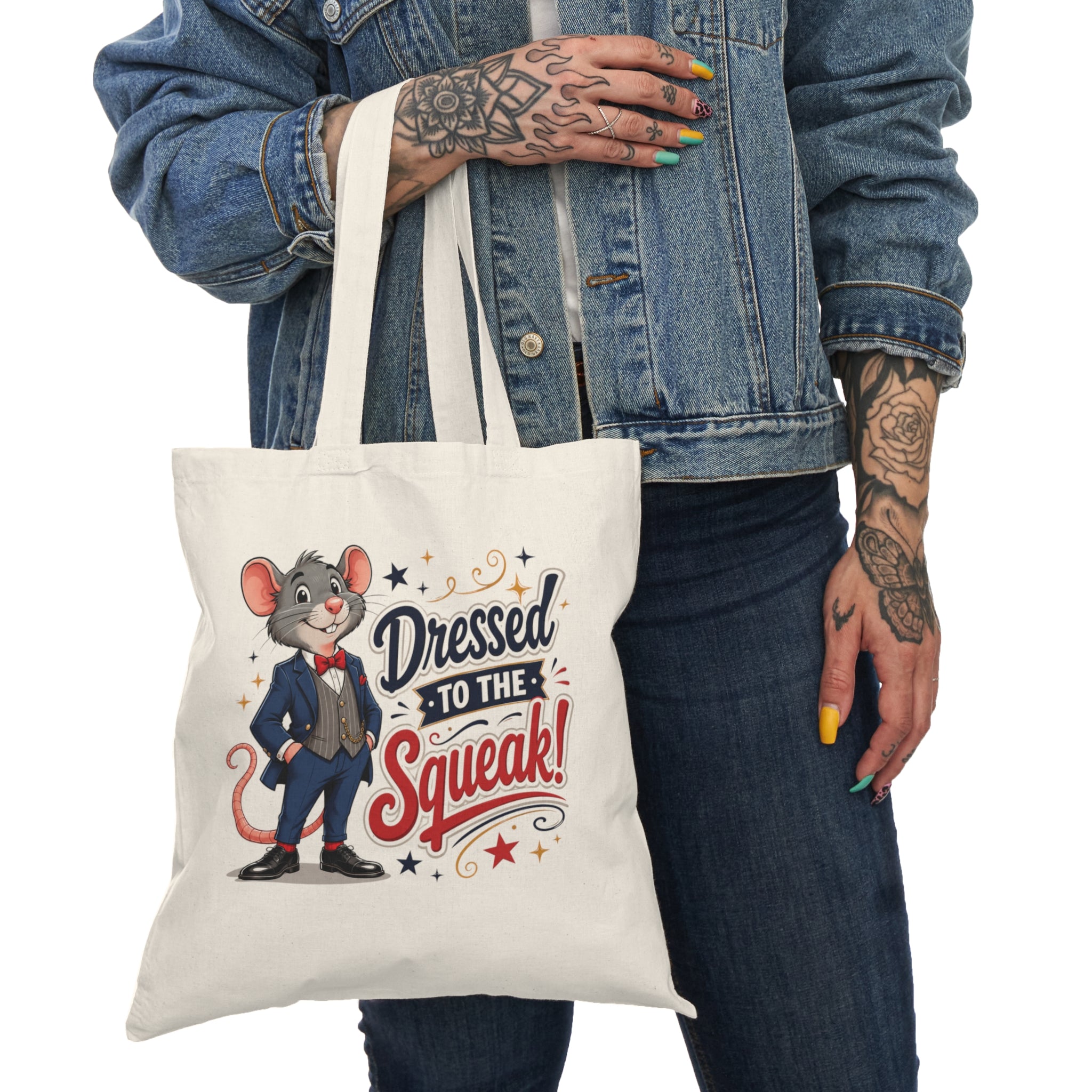 Tote Bag — "Dressed to the Squeak" Cute Dapper Mouse Cotton Tote